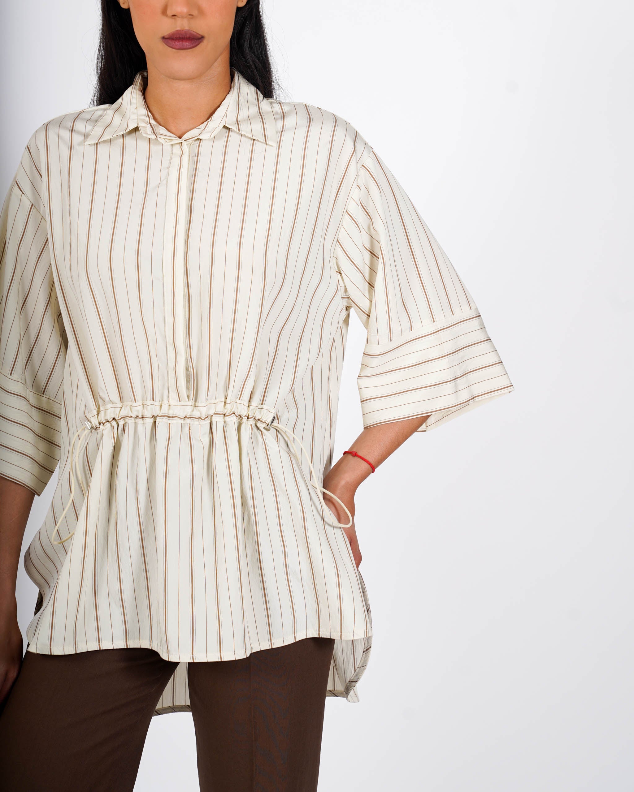 Blusa rigata manica 3/4 con coulisse - Clivia