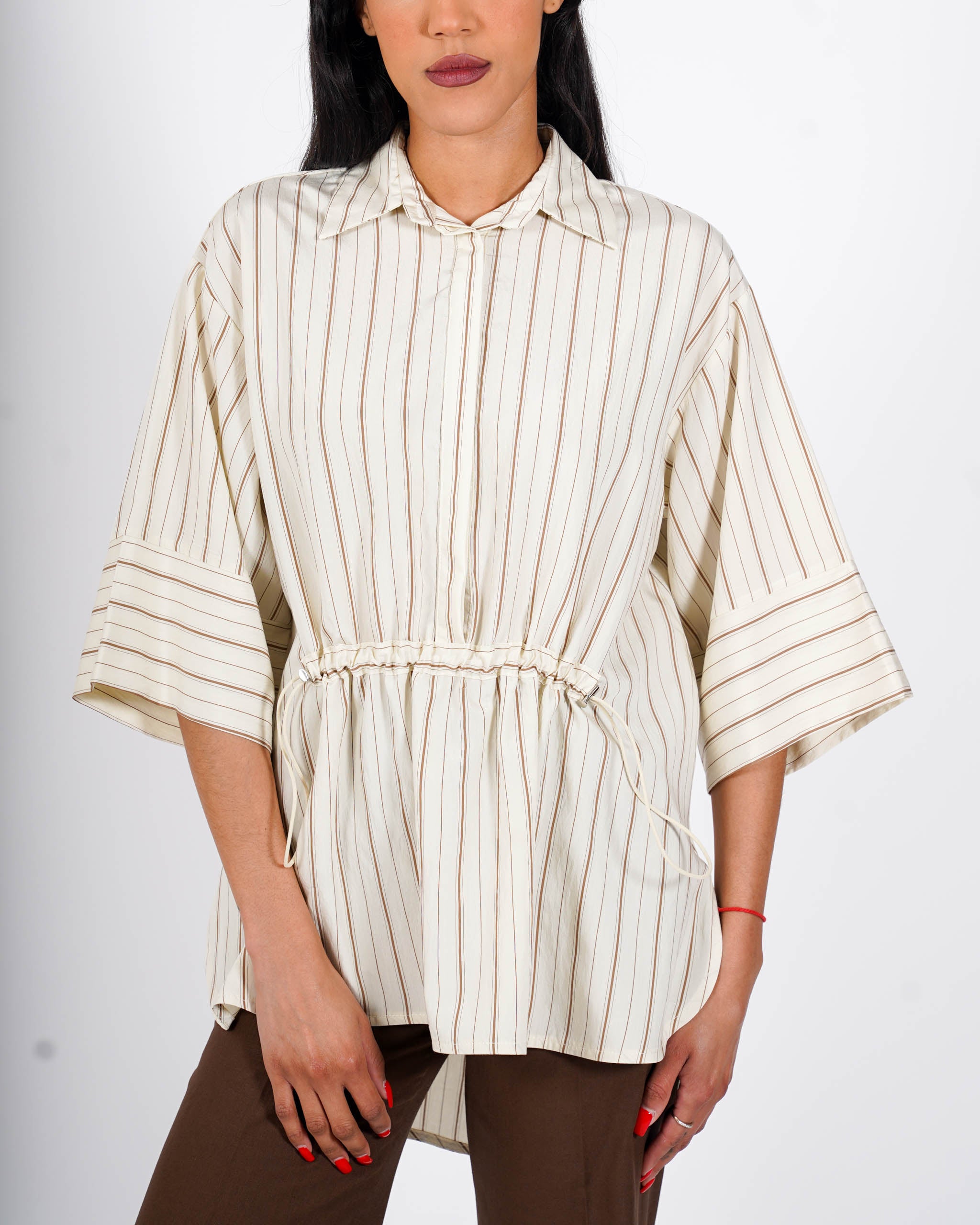 Blusa rigata manica 3/4 con coulisse - Clivia