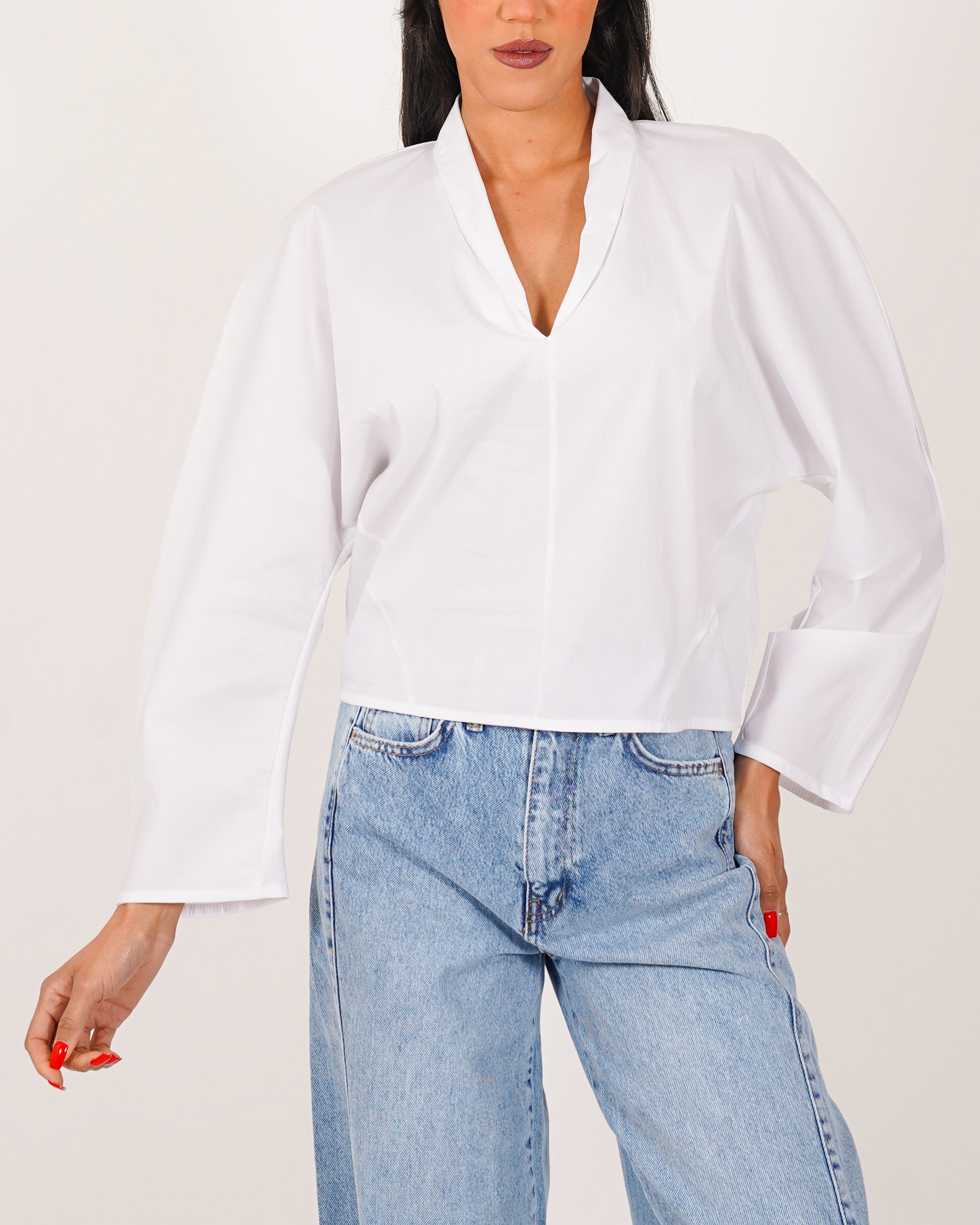 Blusa scollo a v in cotone - Bruciata