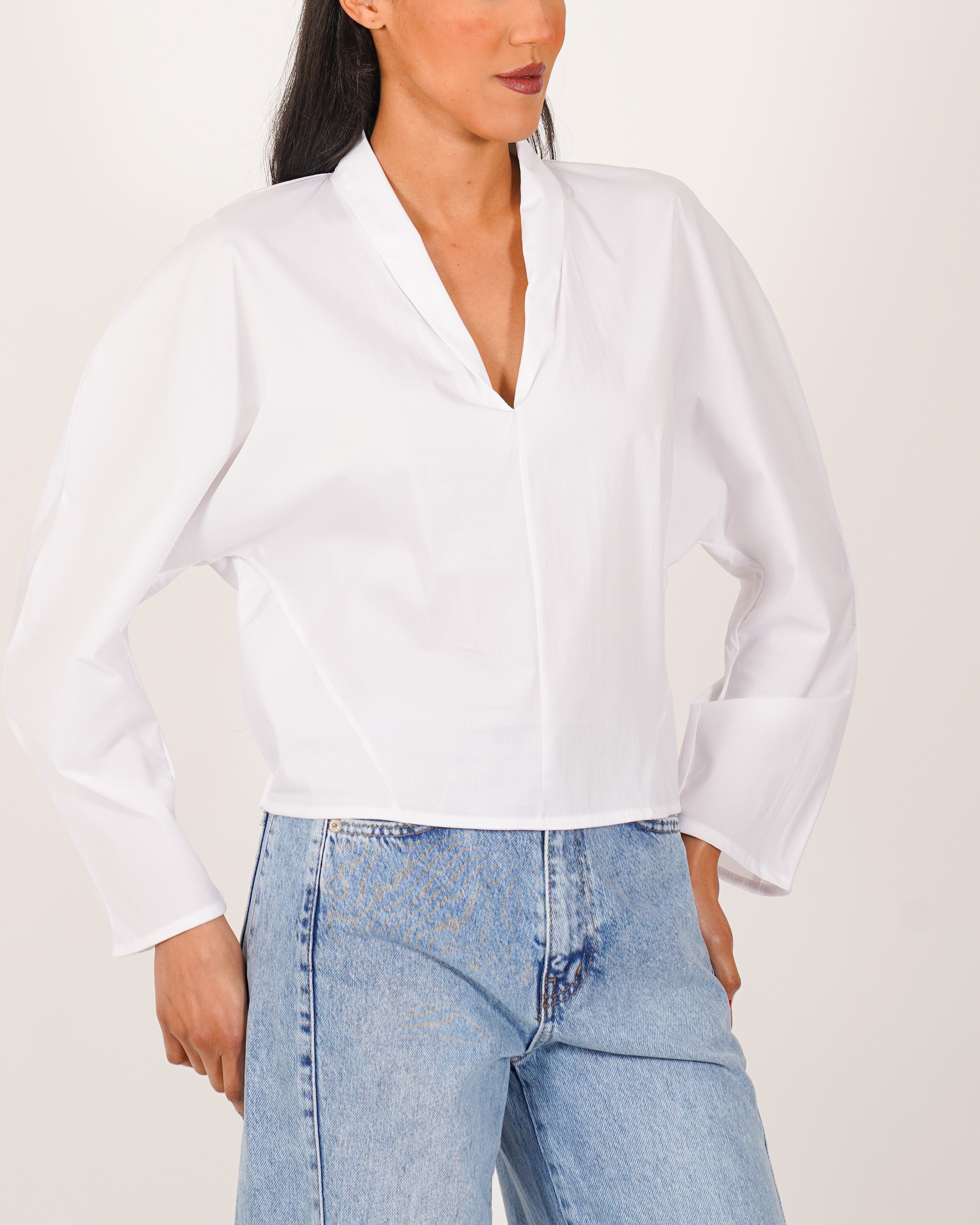 Blusa scollo a v in cotone - Bruciata
