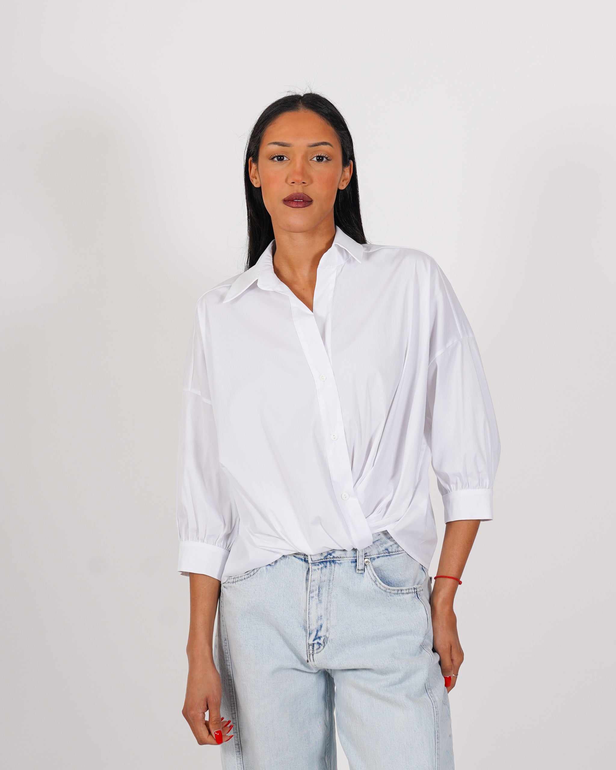 Camicia goffrata con dettaglio frontale in cotone - Colorata