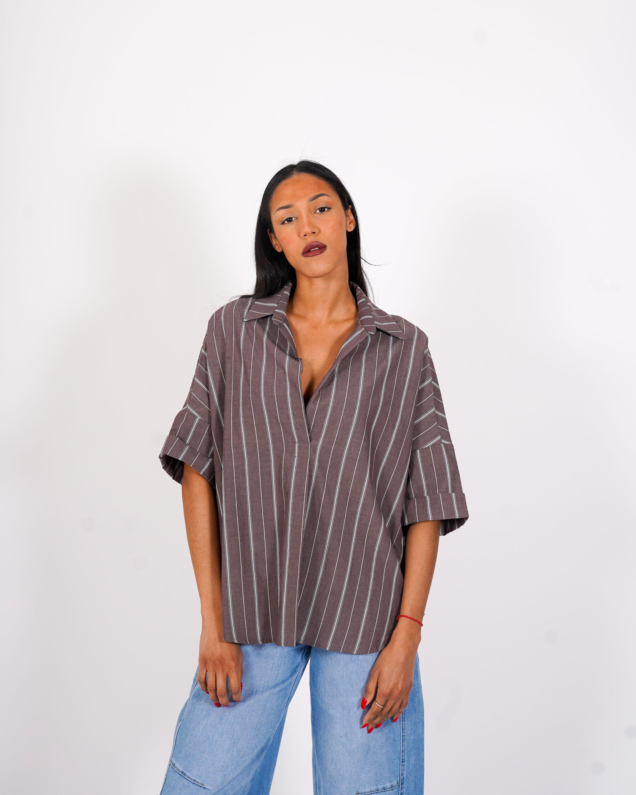 Camicia rigata manica 3/4 - Fanatica