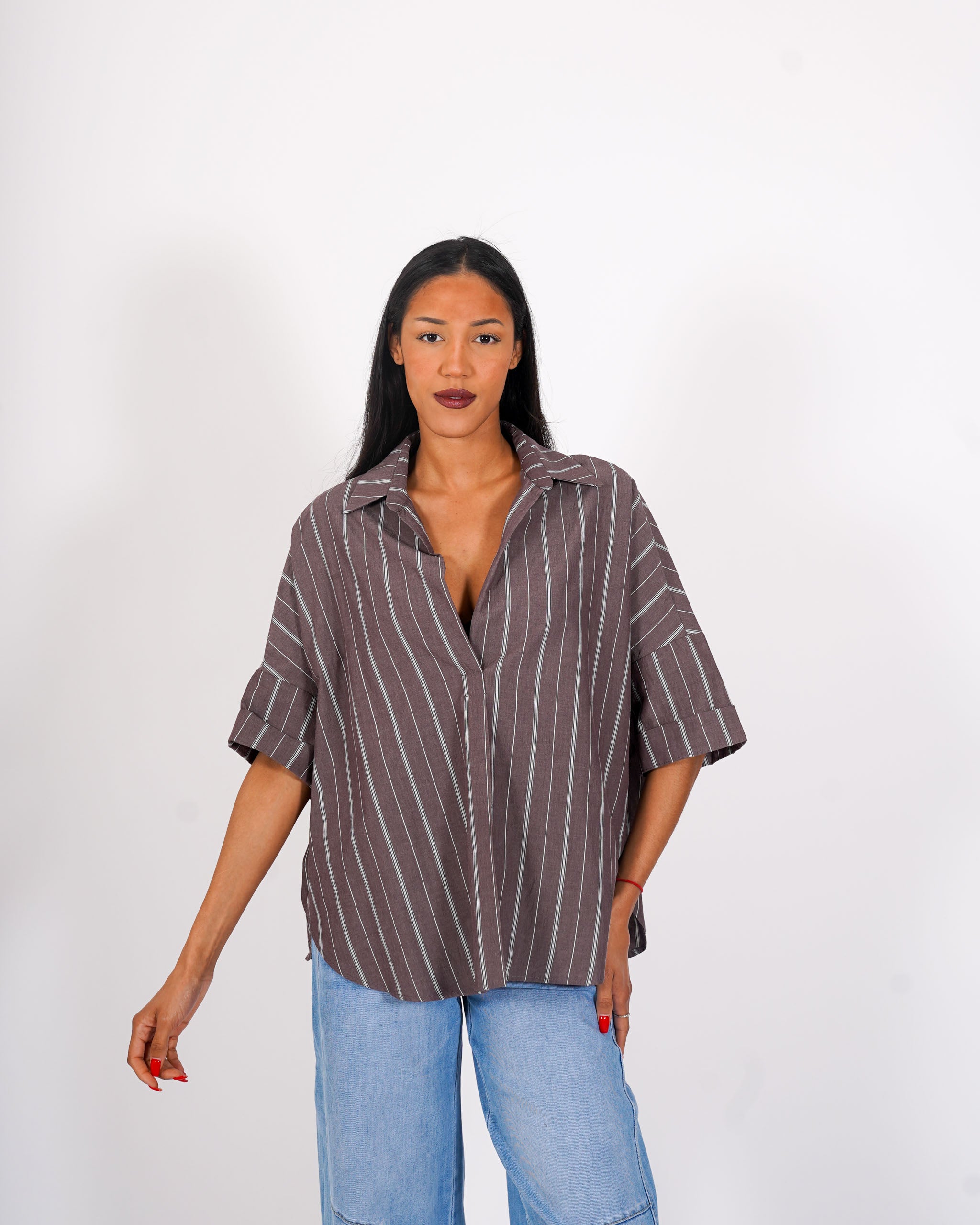 Camicia rigata manica 3/4 - Fanatica