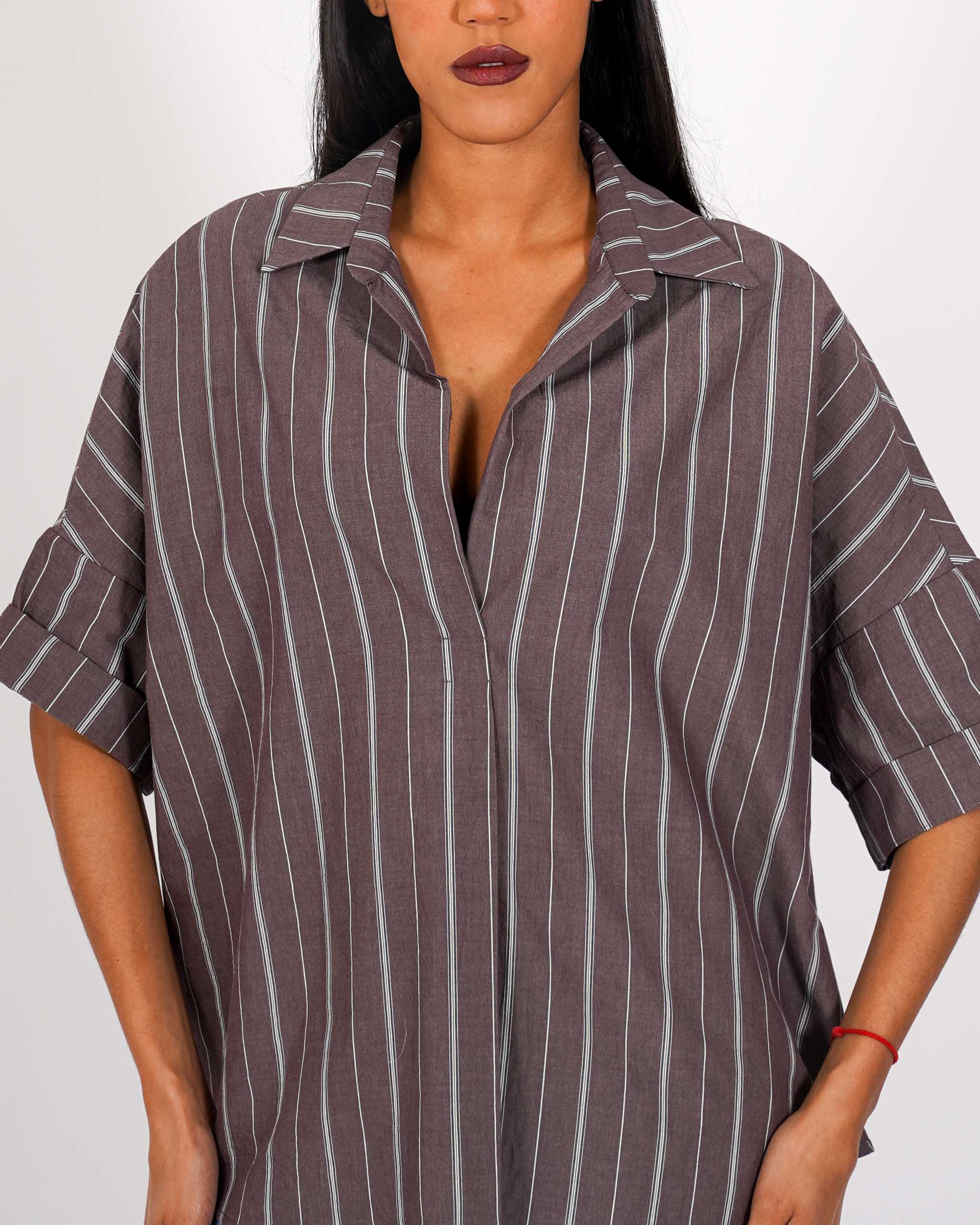 Camicia rigata manica 3/4 - Fanatica