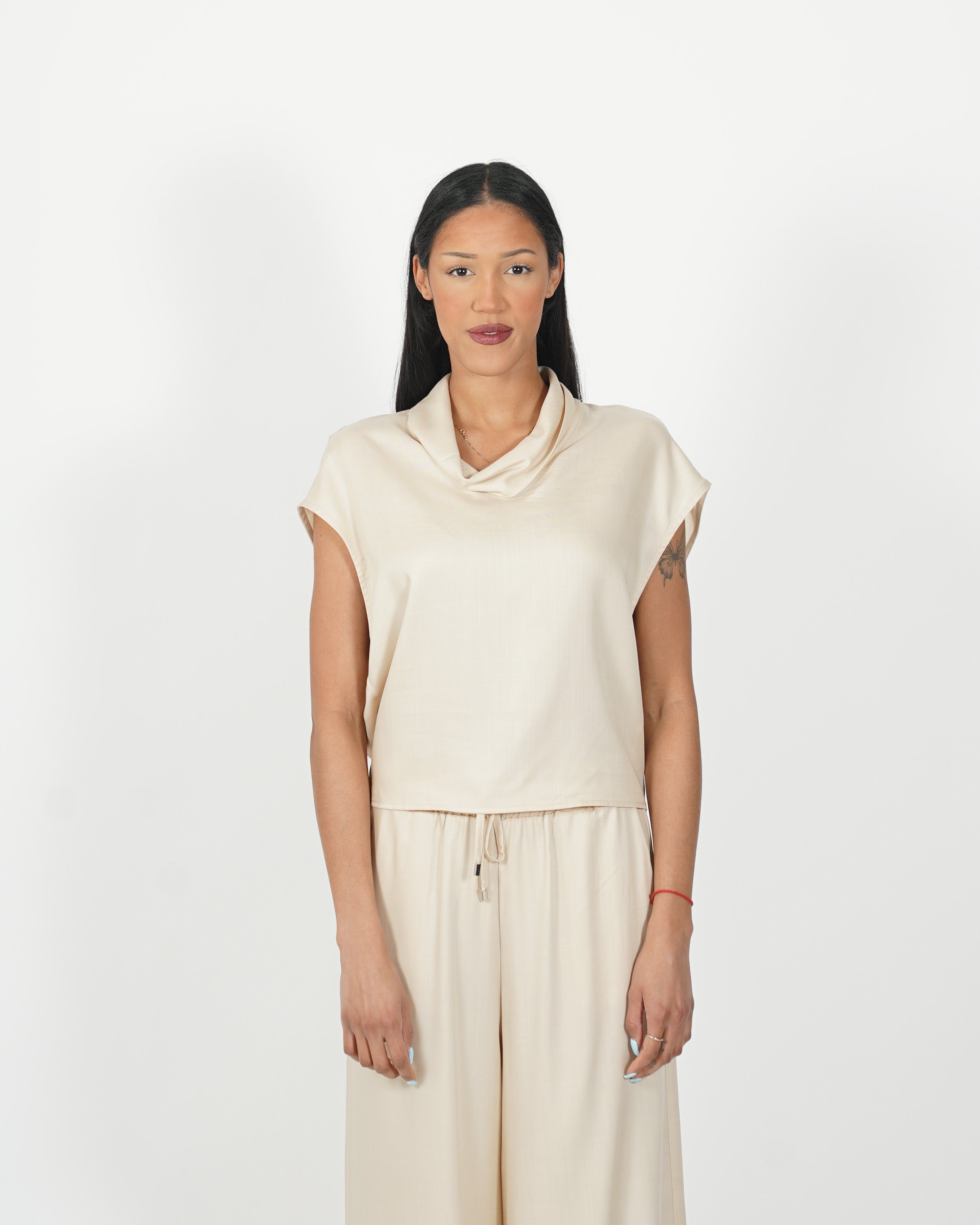 Blusa collo a gronda in tessuto lyocell - Madama