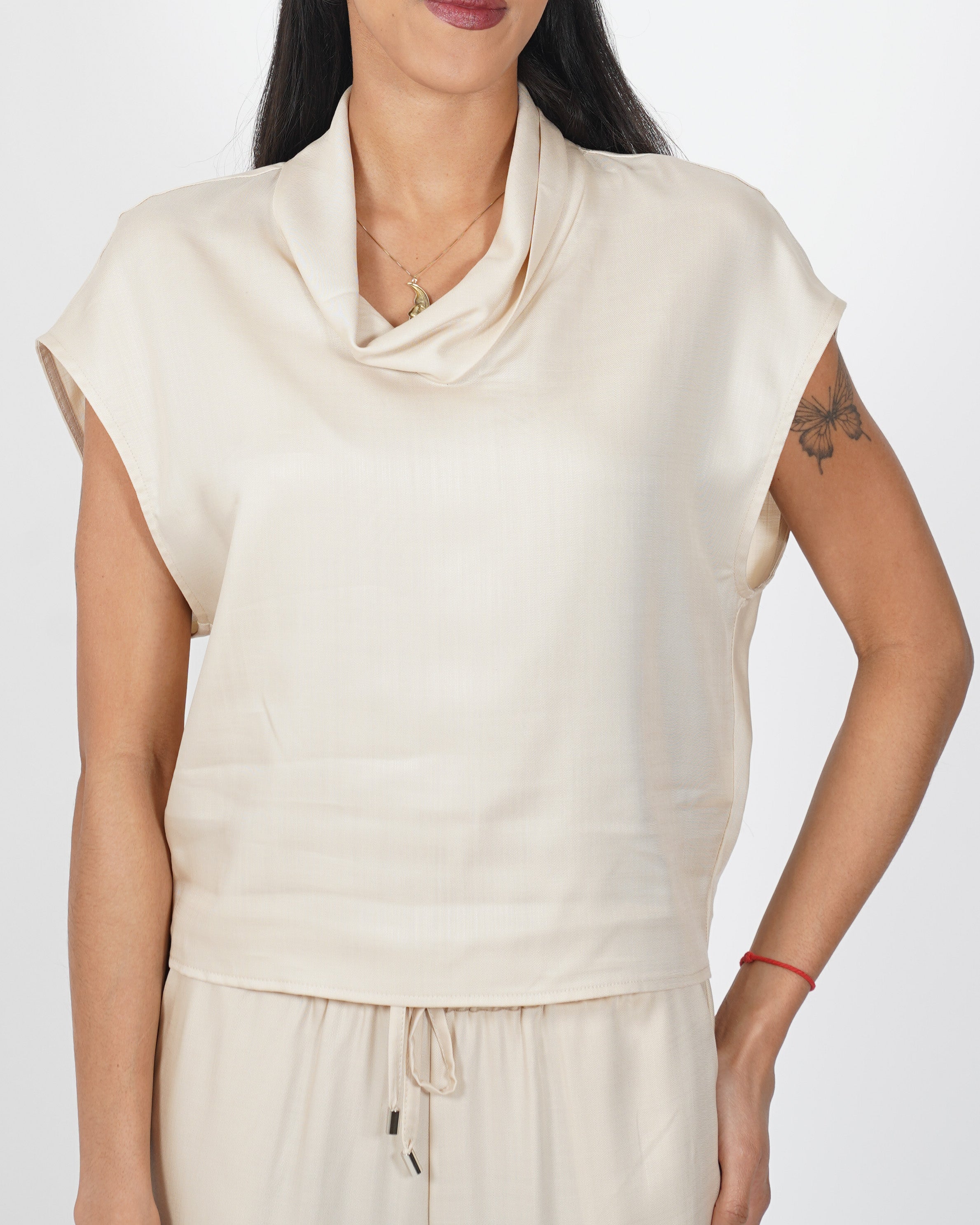 Blusa collo a gronda in tessuto lyocell - Madama
