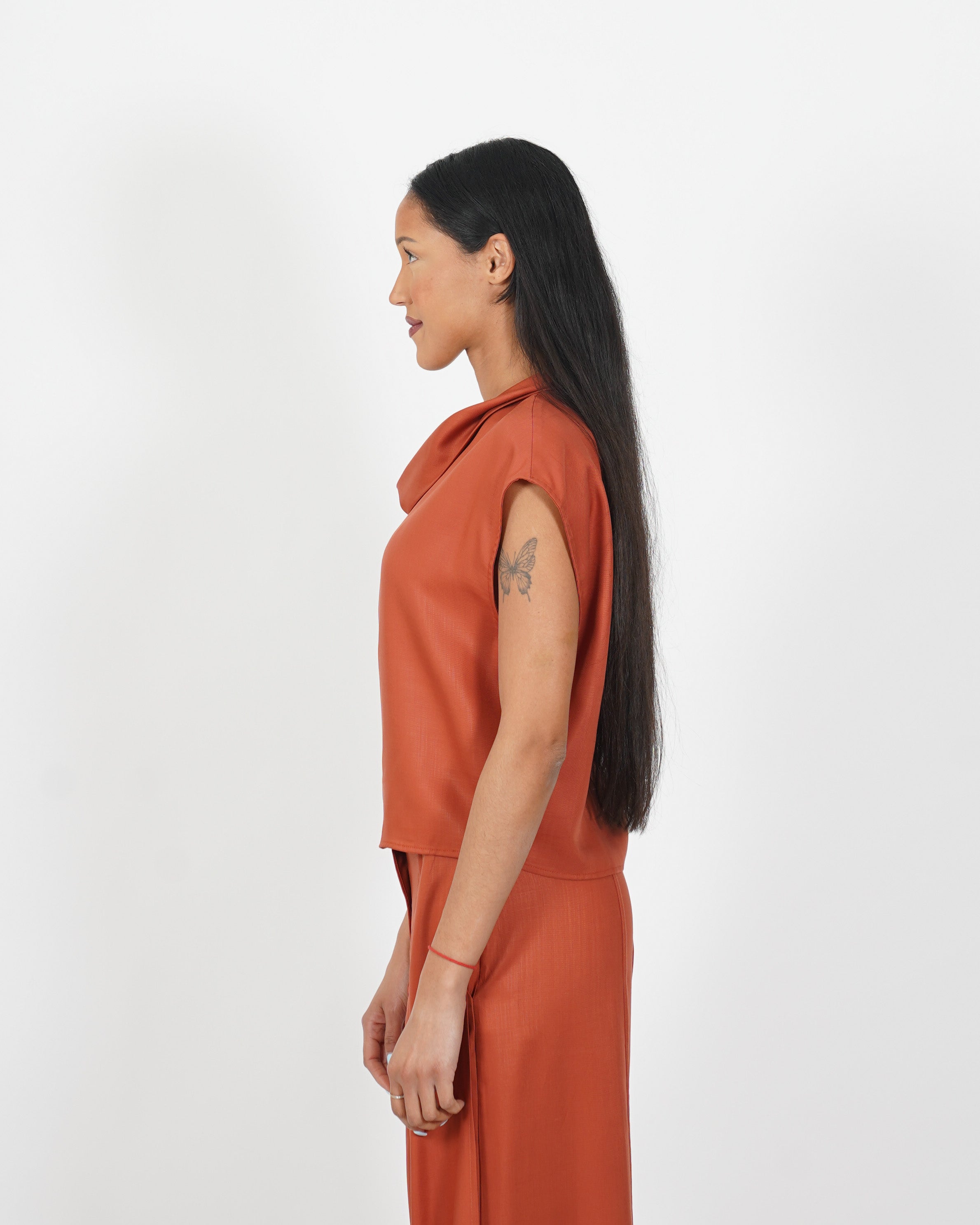 Blusa collo a gronda in tessuto lyocell - Madama