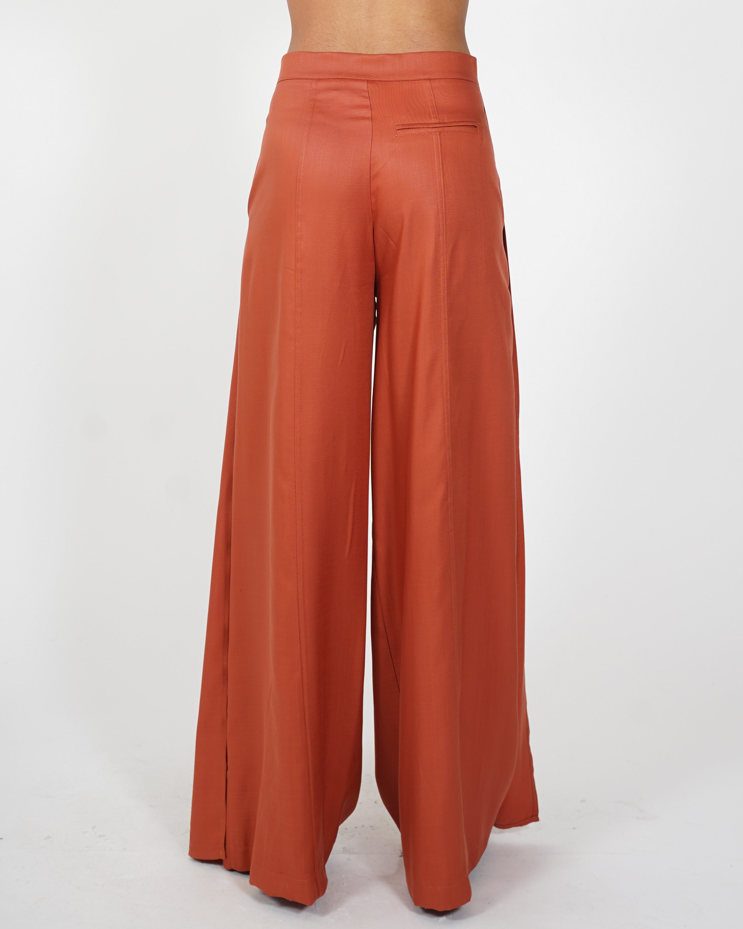 Pantaloni con pence e gamba larga in tessuto lyocell - Laura