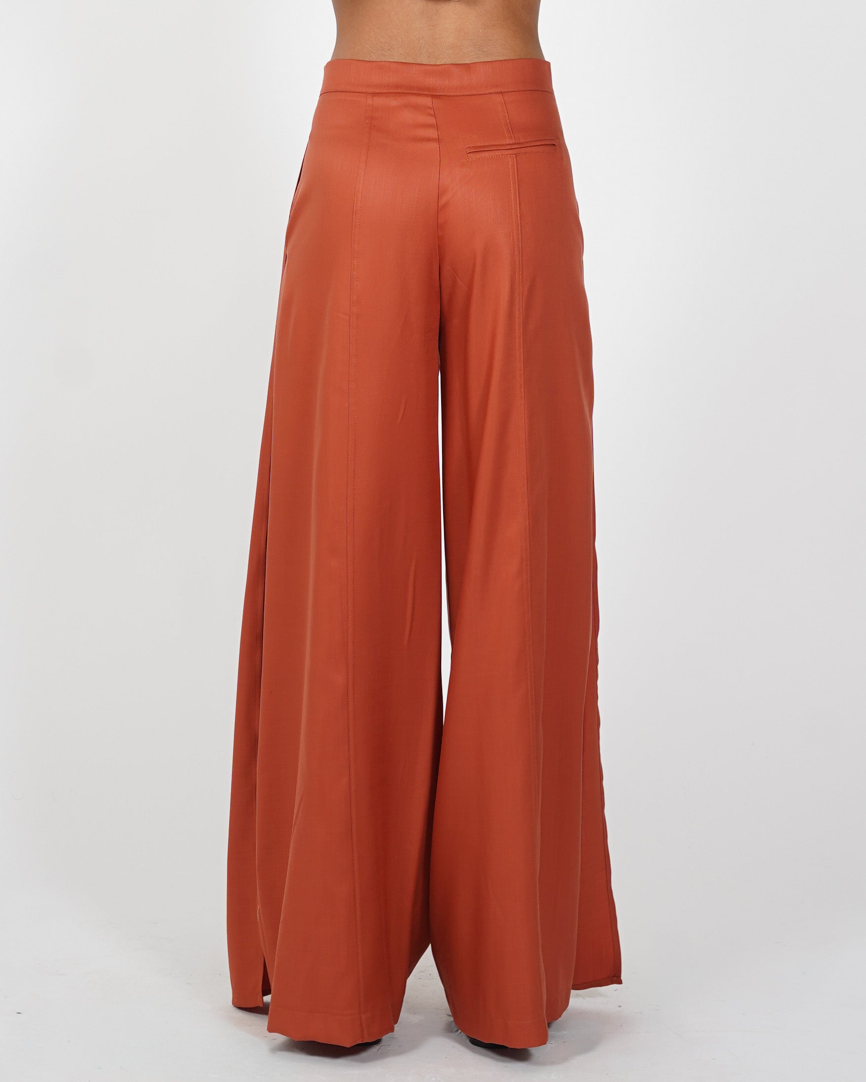 Pantaloni con pence e gamba larga in tessuto lyocell - Laura