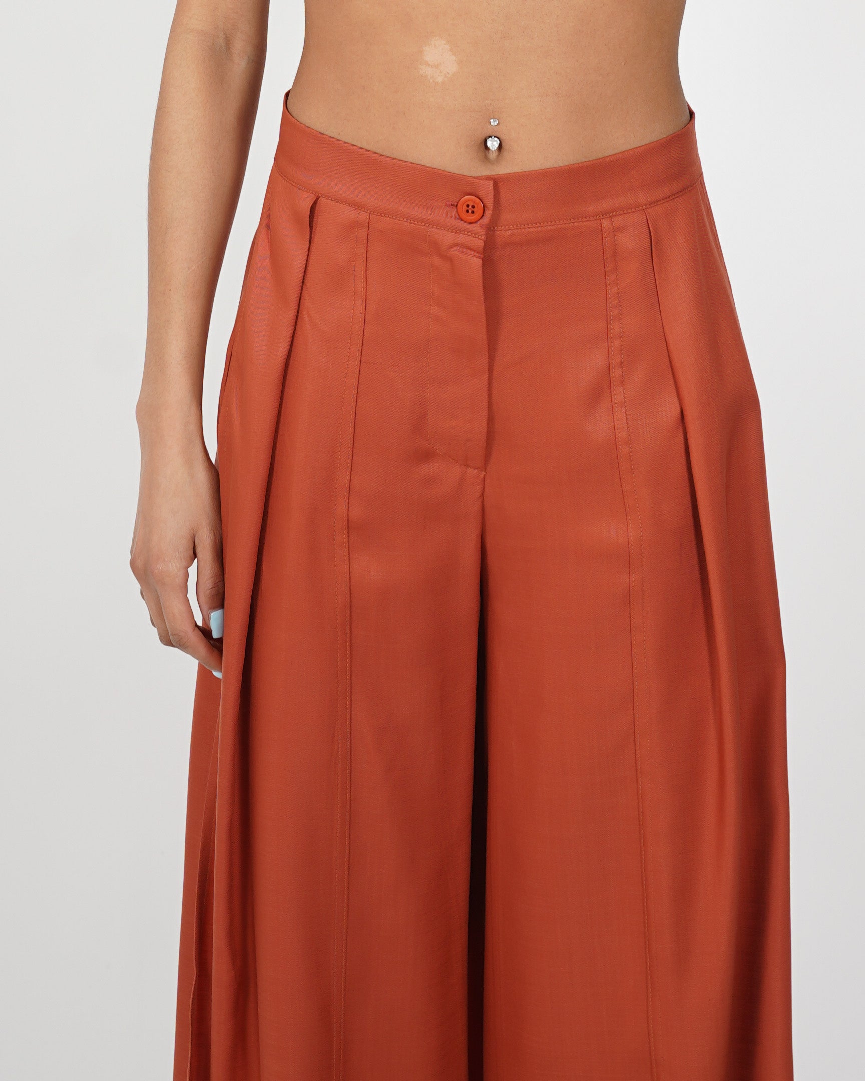 Pantaloni con pence e gamba larga in tessuto lyocell - Laura