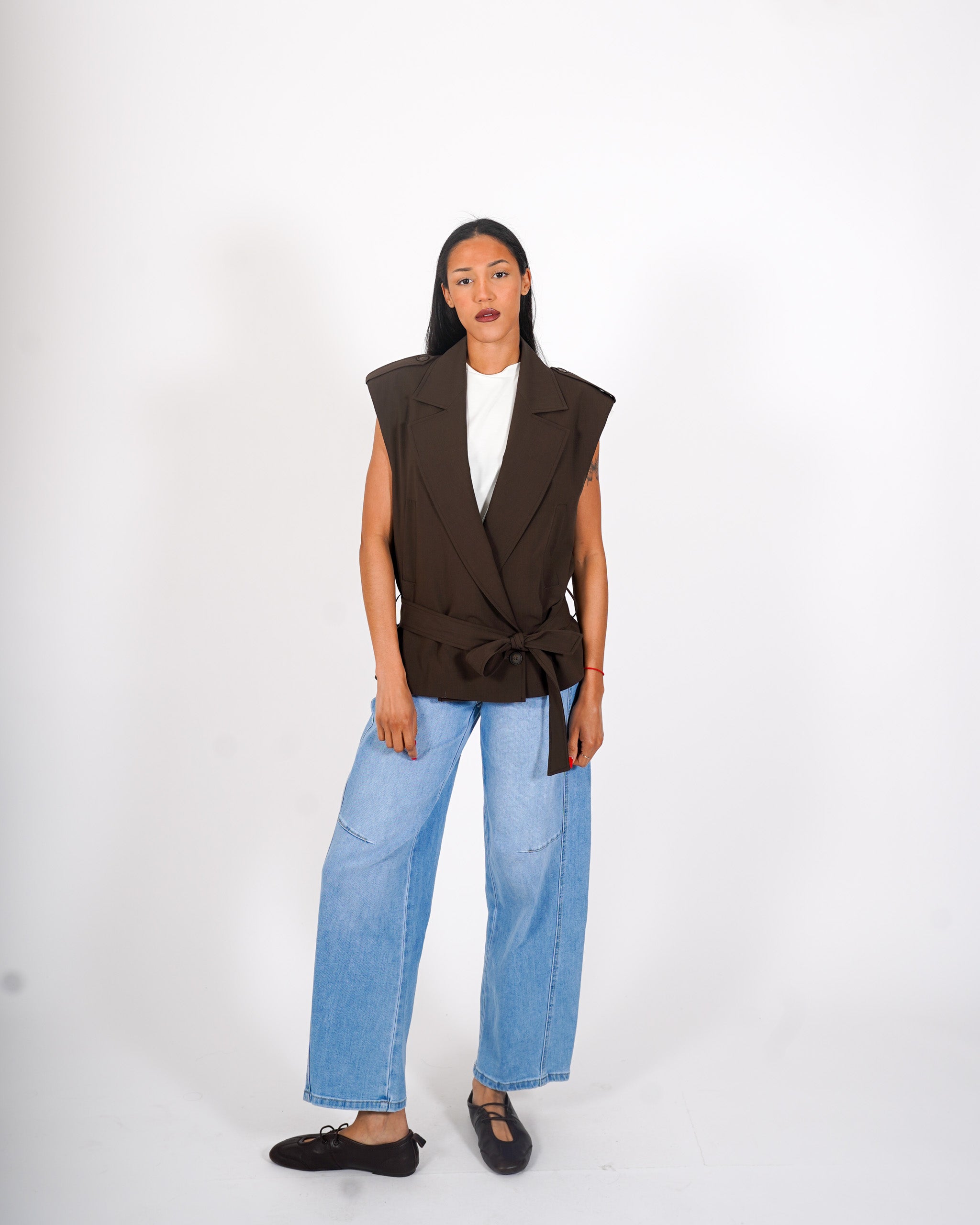 Gilet doppio petto con cintura - Maniaca