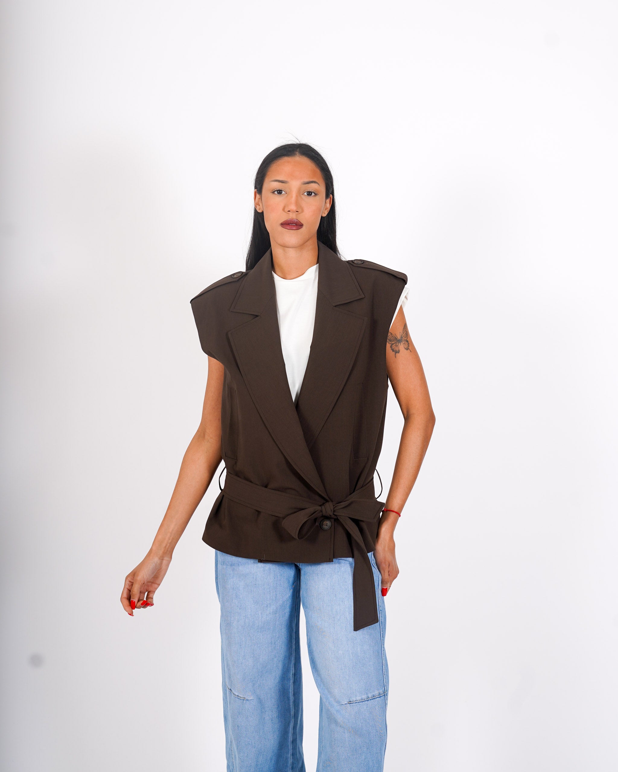 Gilet doppio petto con cintura - Maniaca