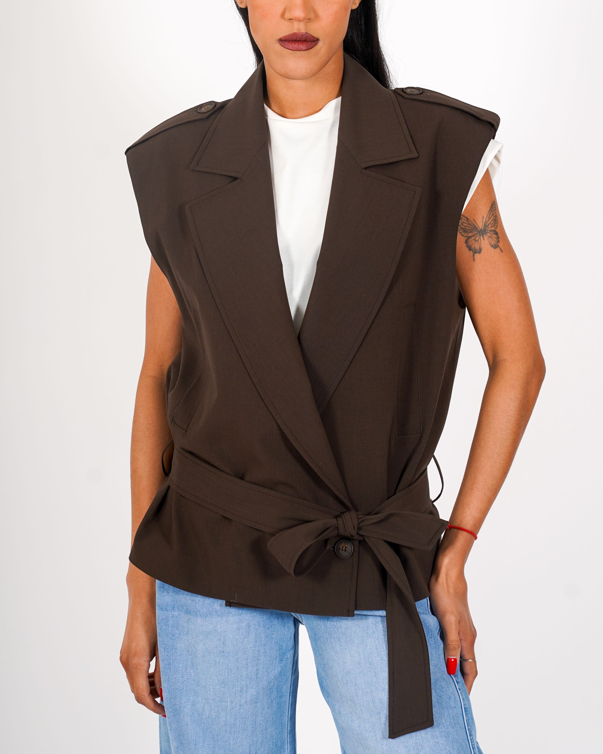 Gilet doppio petto con cintura - Maniaca