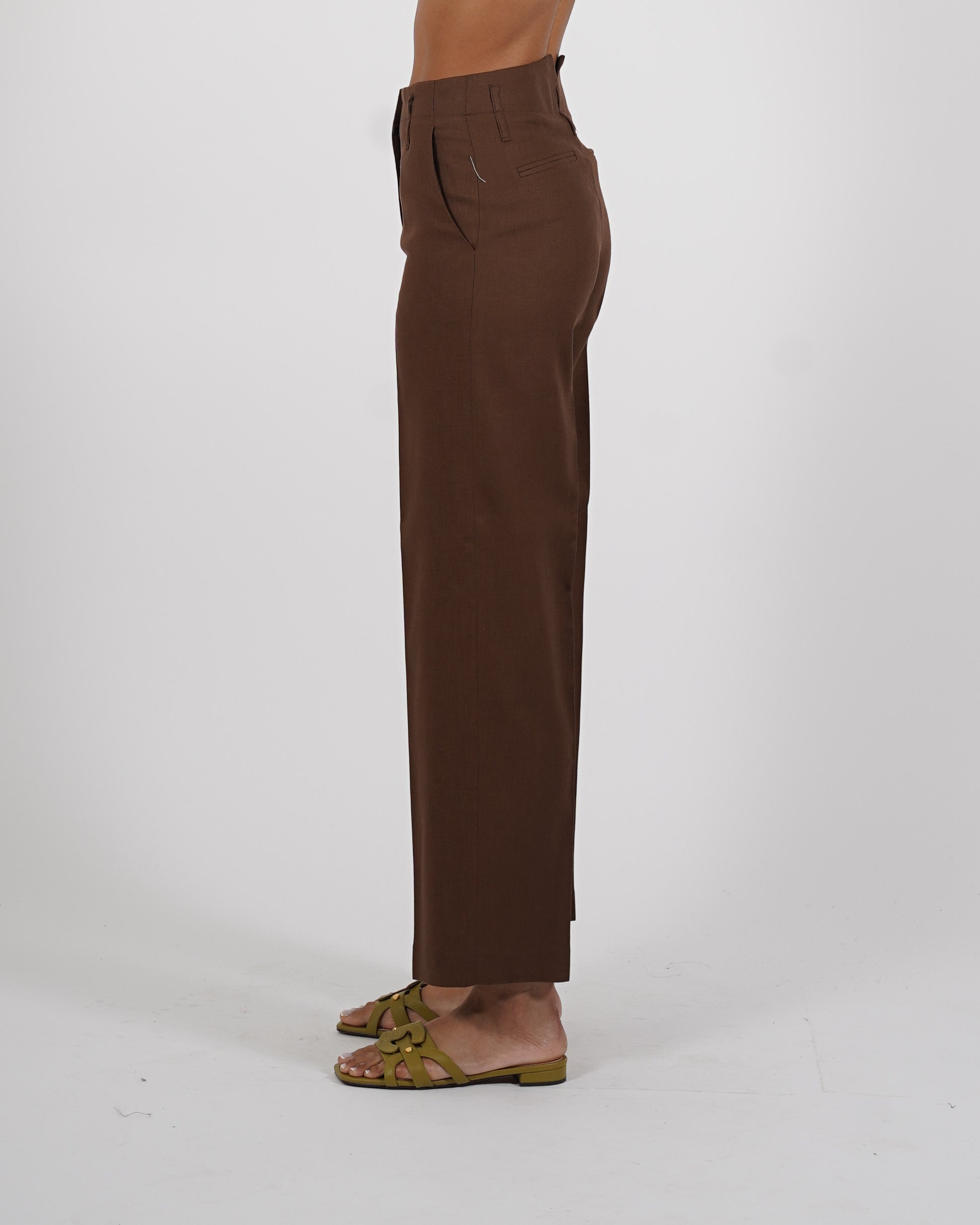 Pantaloni regular fit in tessuto lino - Persica