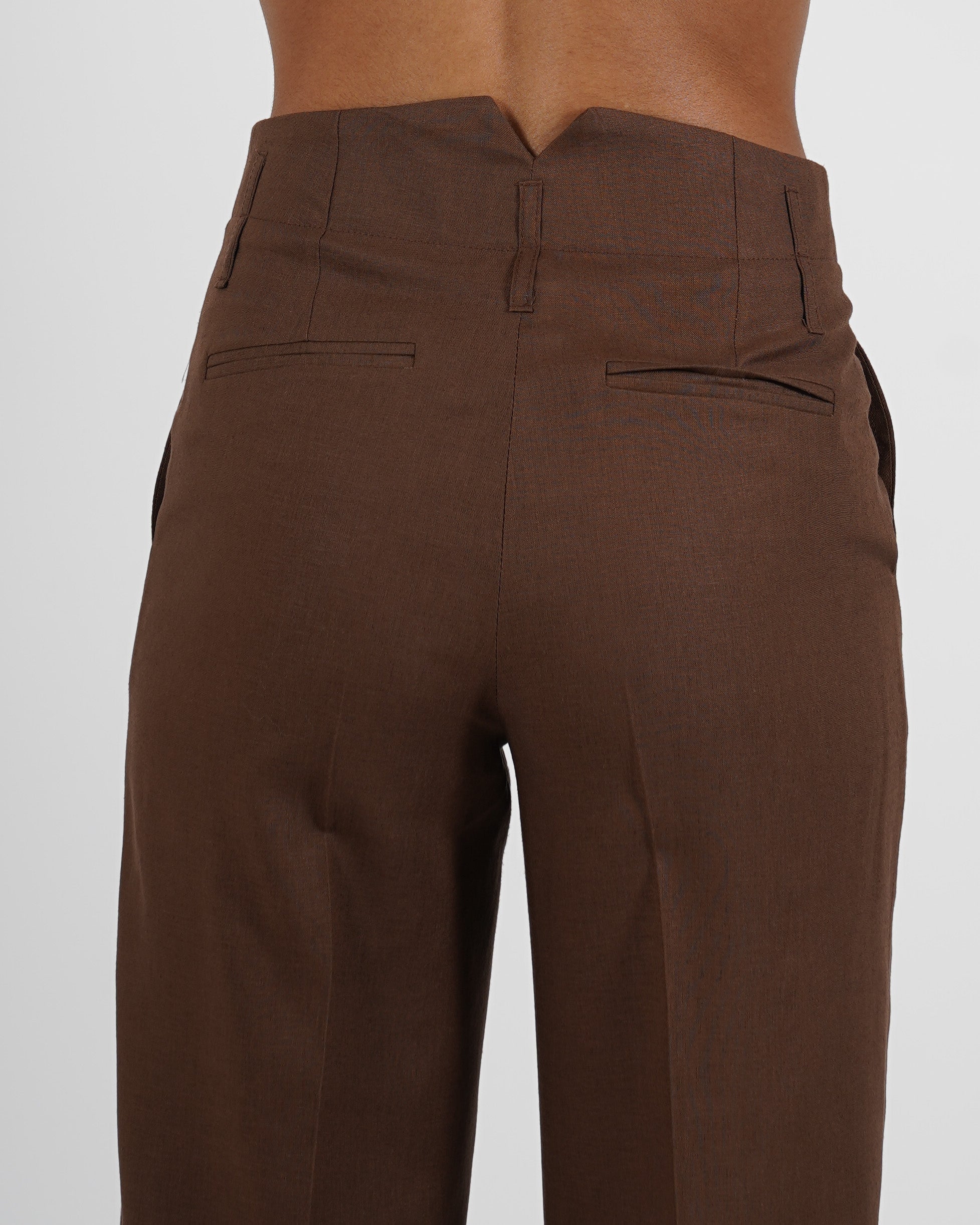 Pantaloni regular fit in tessuto lino - Persica
