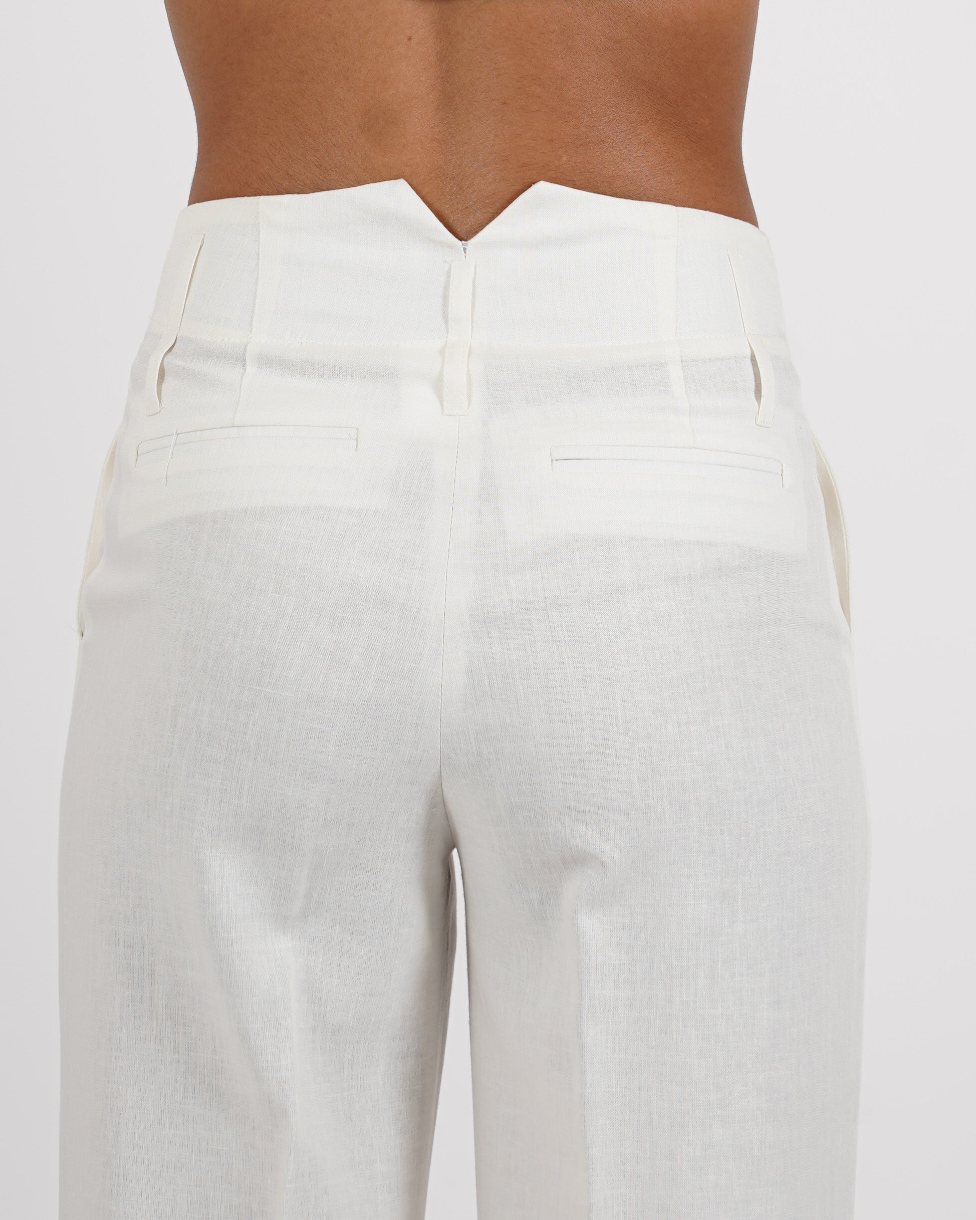 Pantaloni regular fit in tessuto lino - Persica