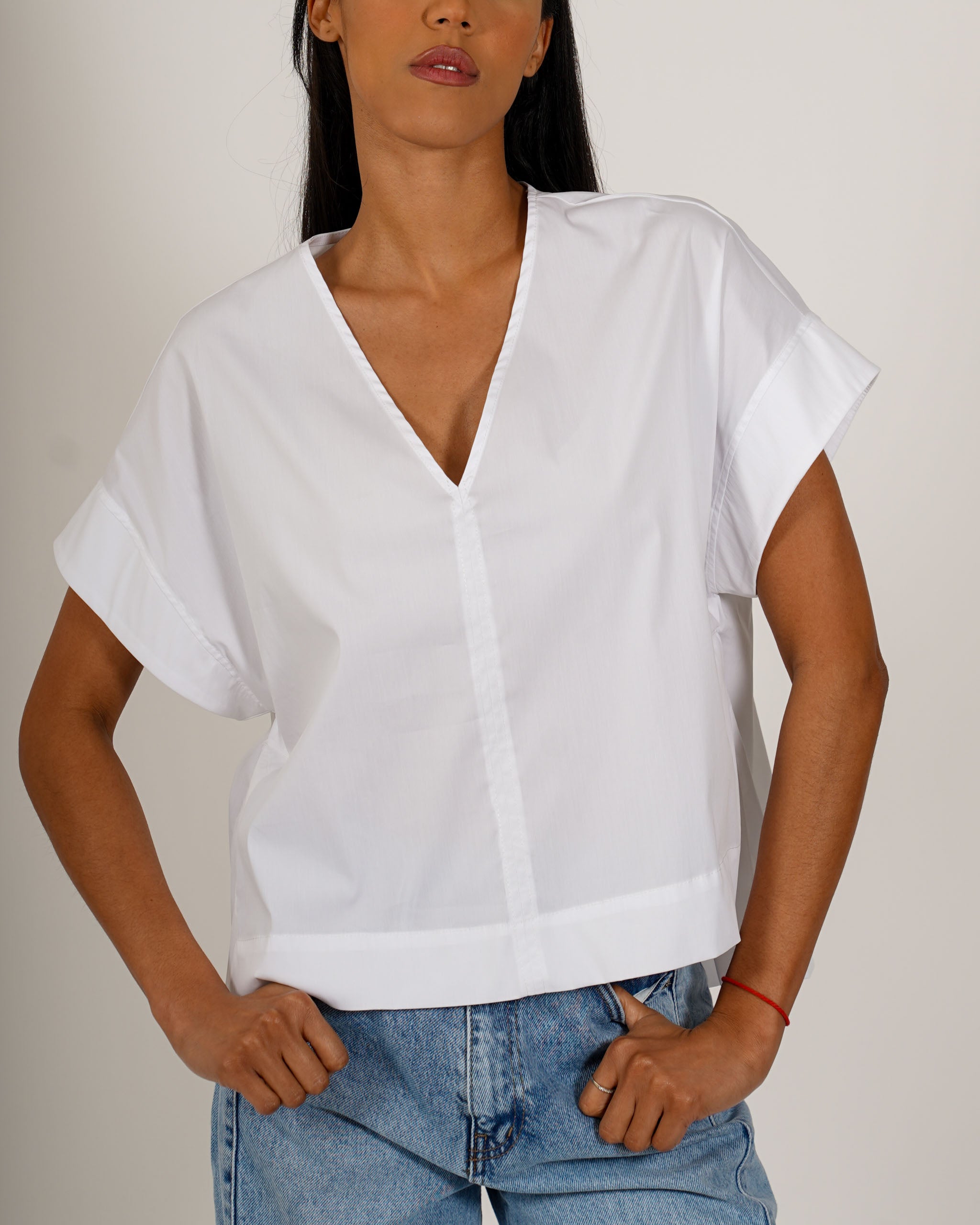 Blusa scollo a v in cotone - Arlena