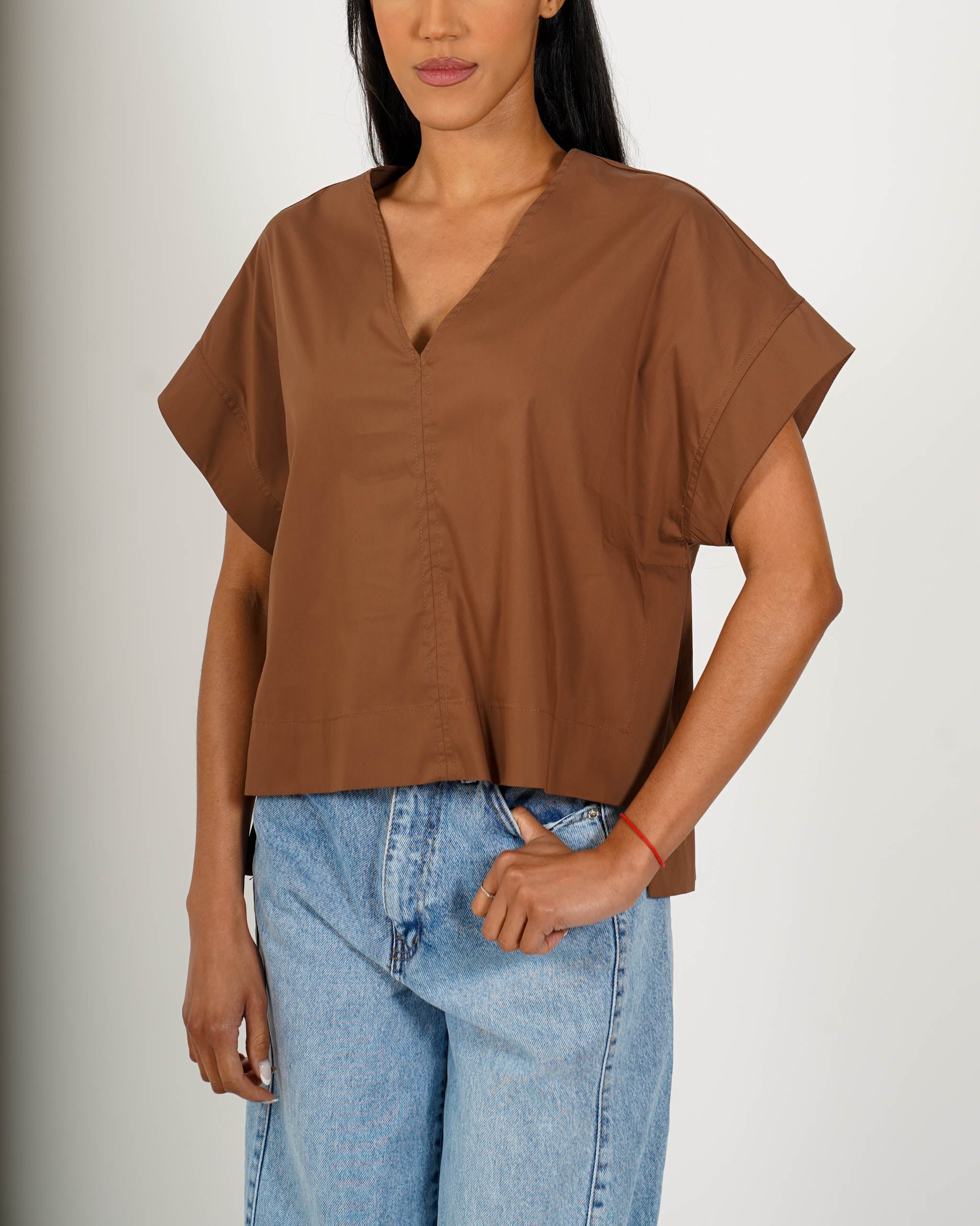 Blusa scollo a v in cotone - Arlena