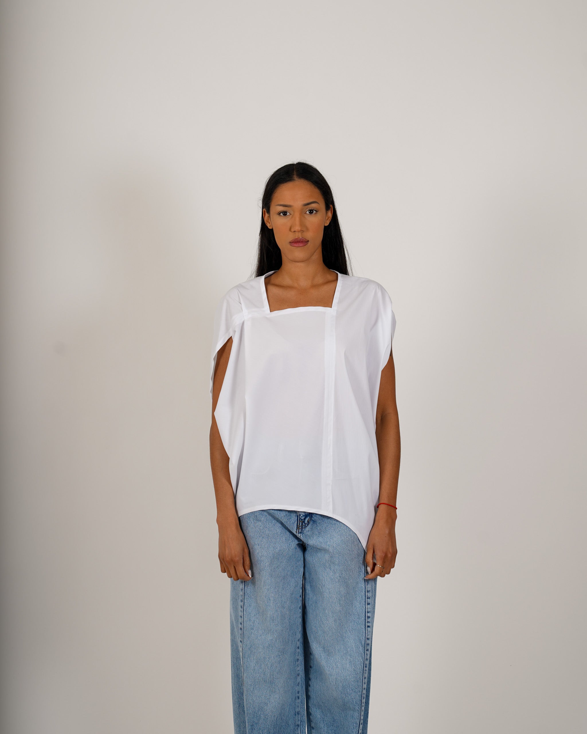 Blusa asimmetrica di cotone - Angiolina