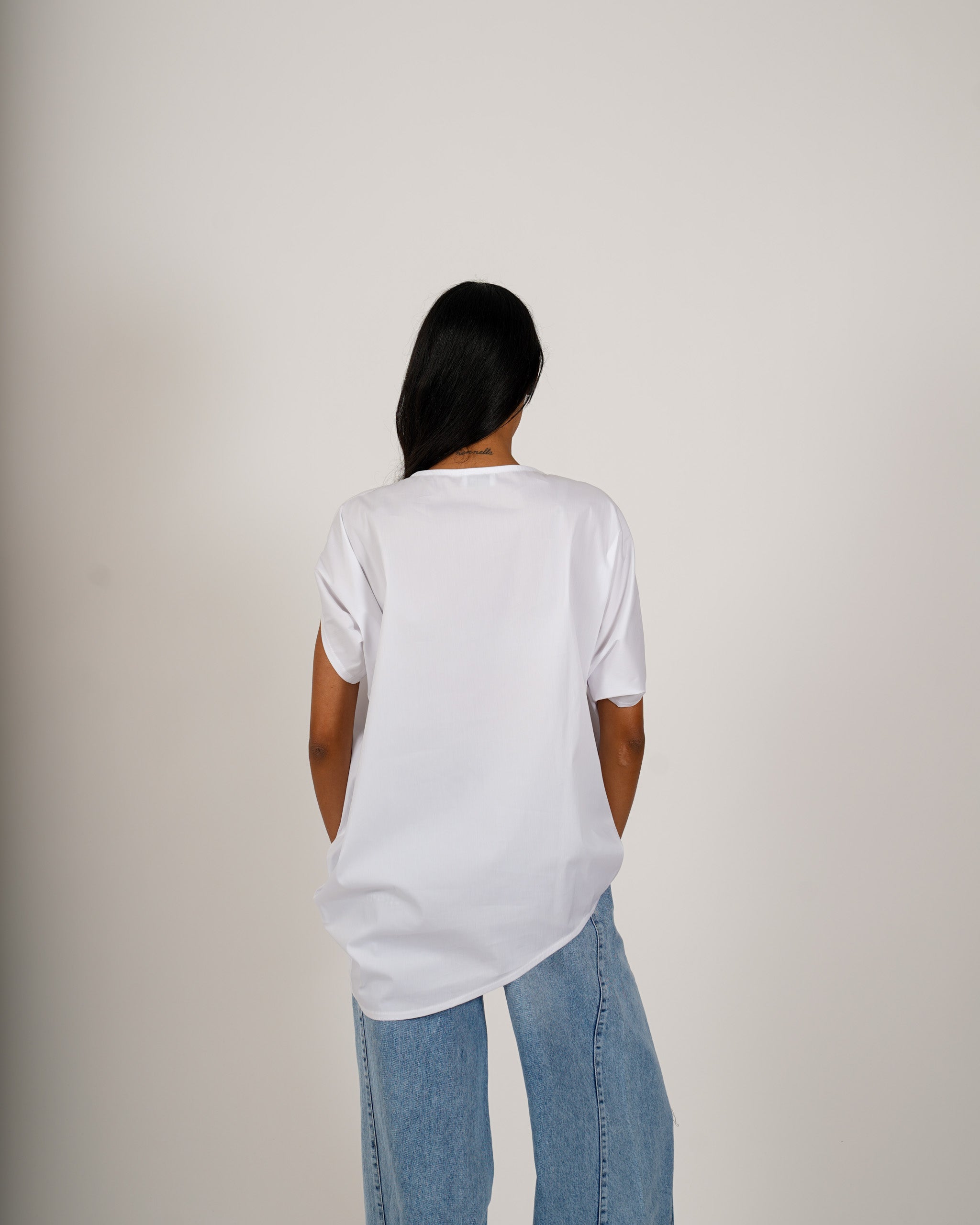 Blusa asimmetrica di cotone - Angiolina
