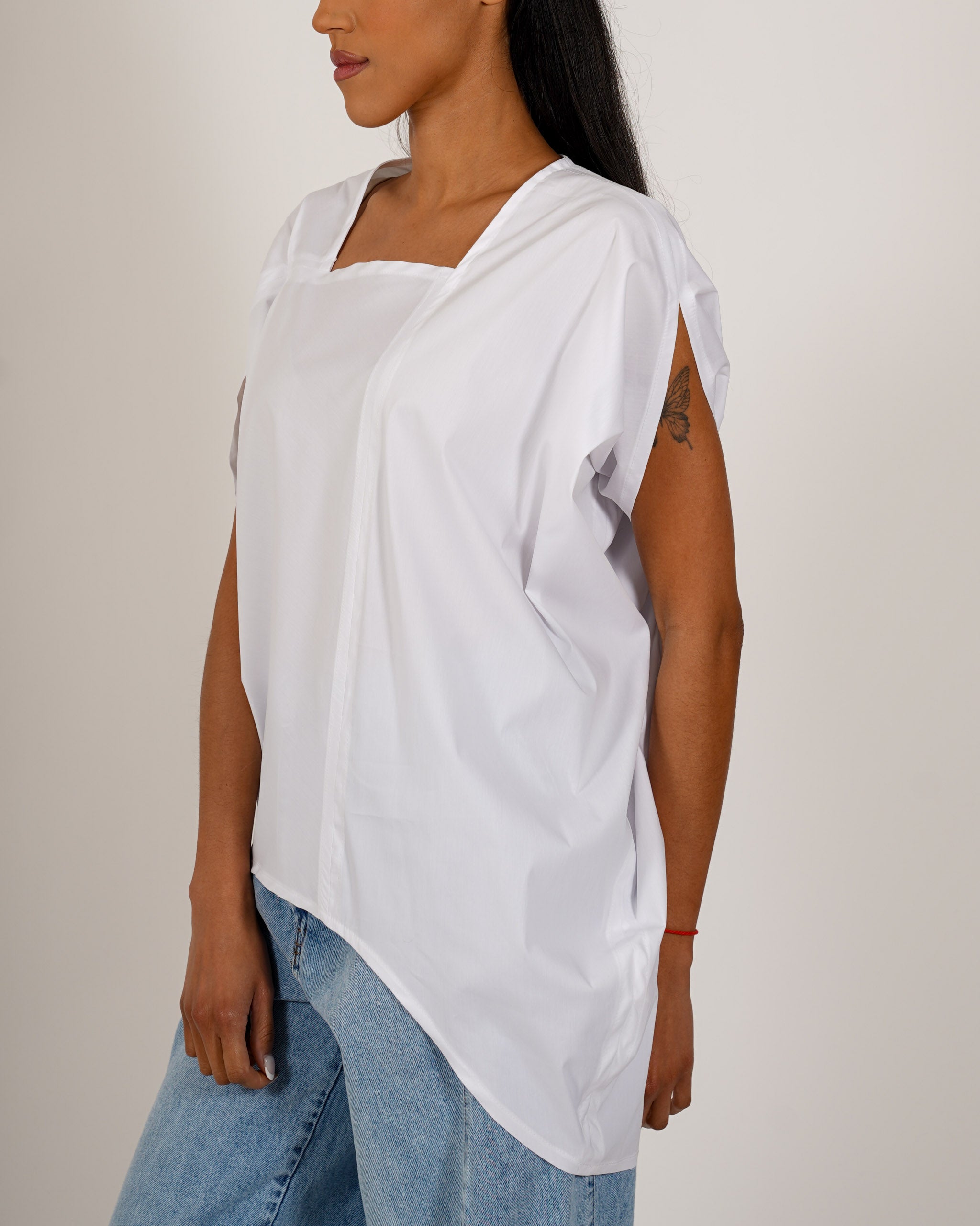 Blusa asimmetrica di cotone - Angiolina