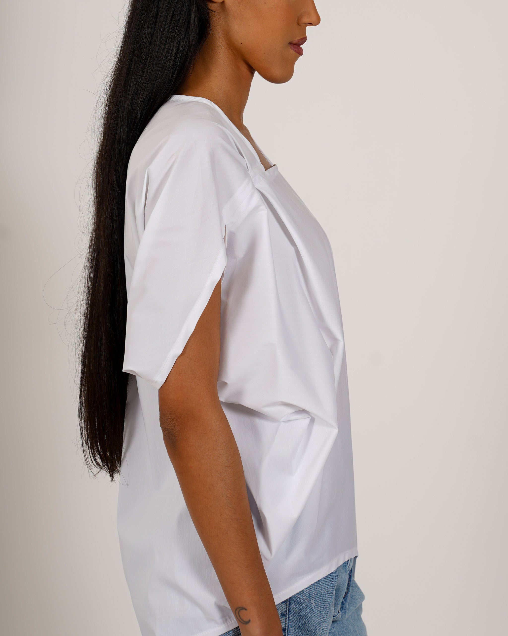 Blusa asimmetrica di cotone - Angiolina