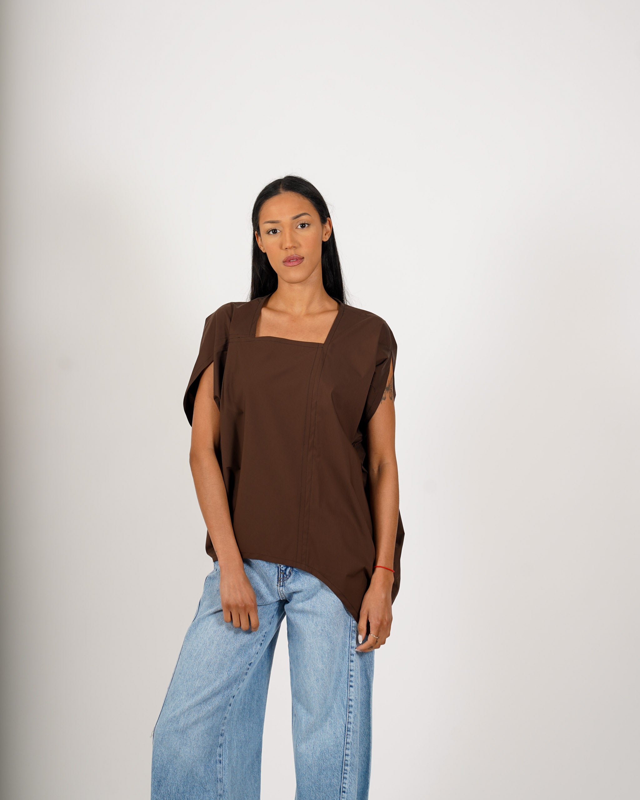 Blusa asimmetrica di cotone - Angiolina