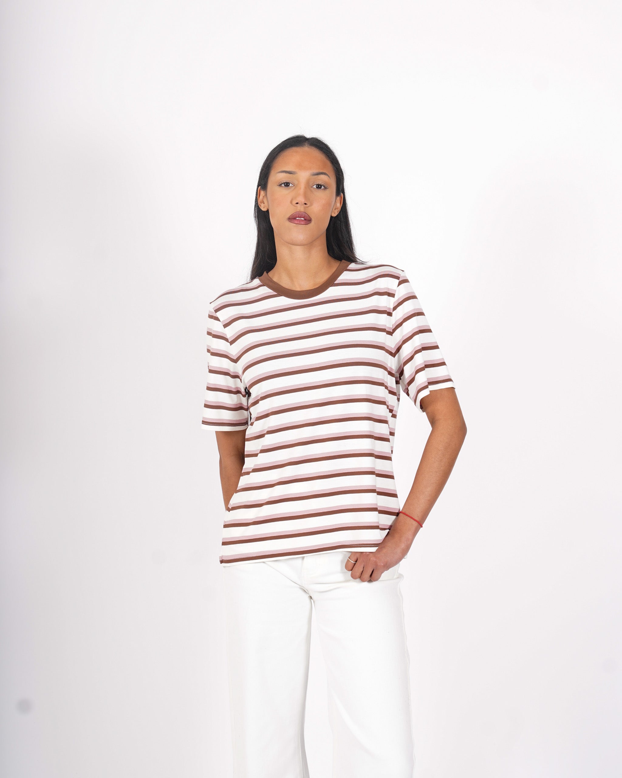 Shirt girocollo a righe mezza manica - Cesira