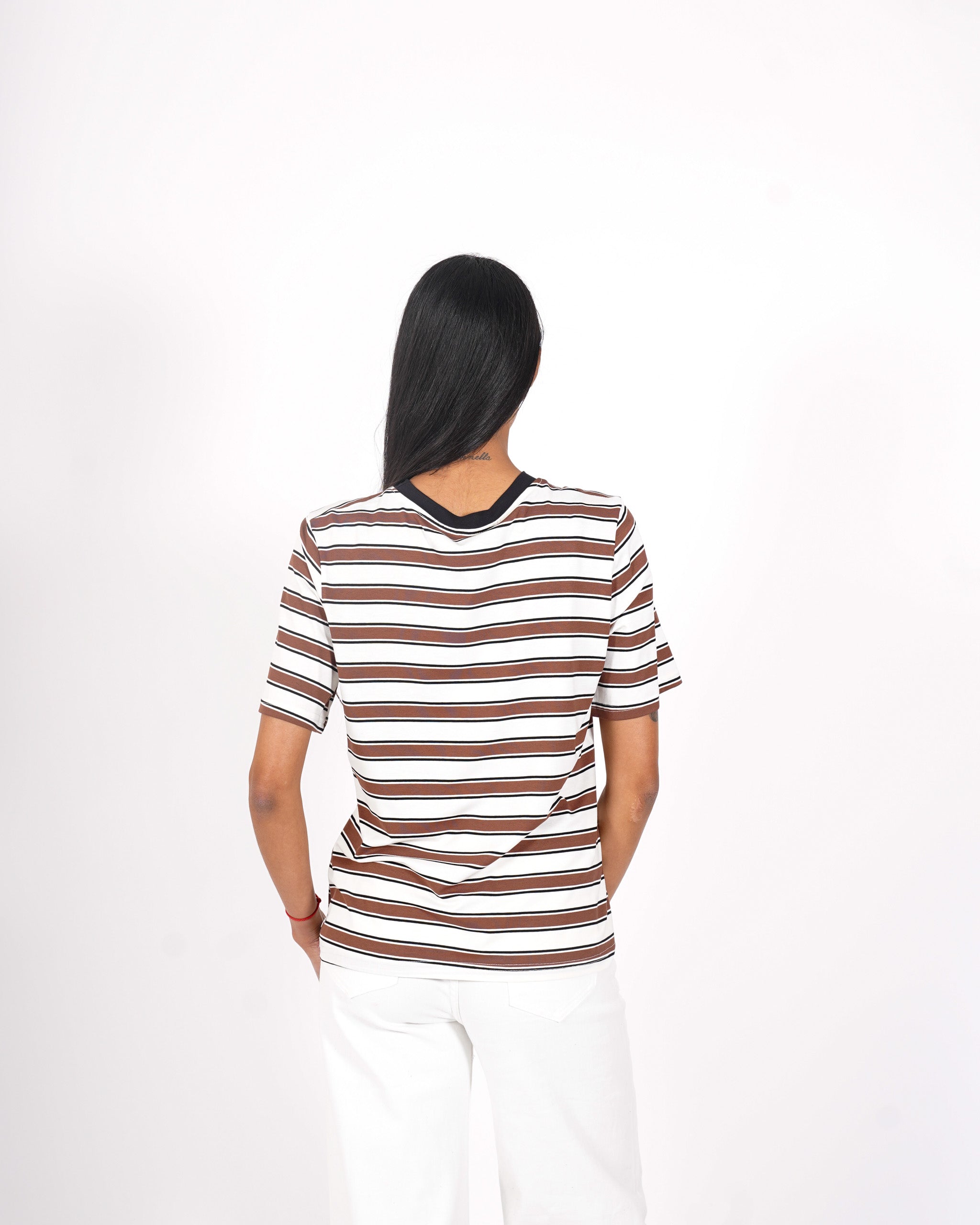 Shirt girocollo a righe mezza manica - Cesira