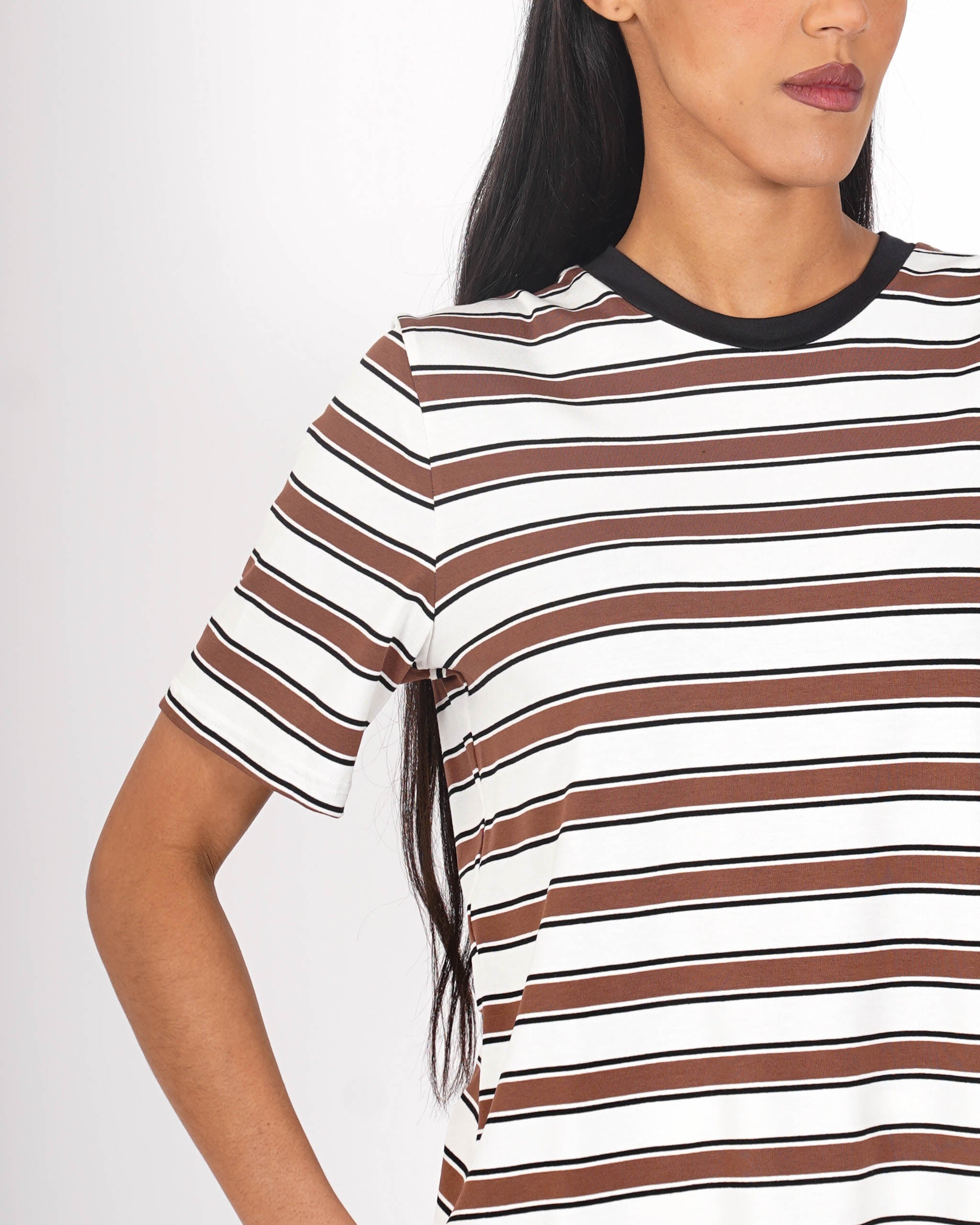 Shirt girocollo a righe mezza manica - Cesira