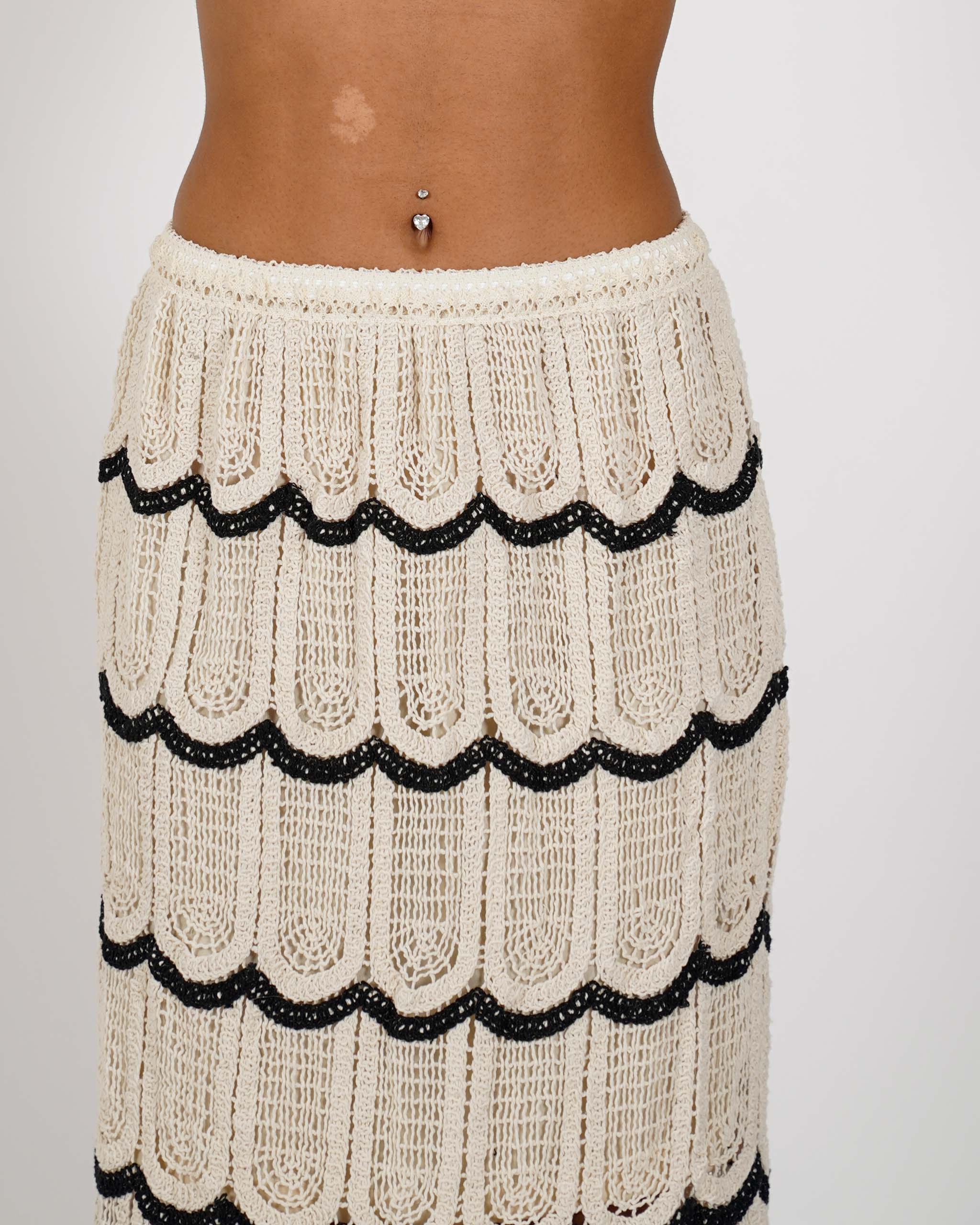 Gonna longuette in filo di cotone macramé - Ciaramella