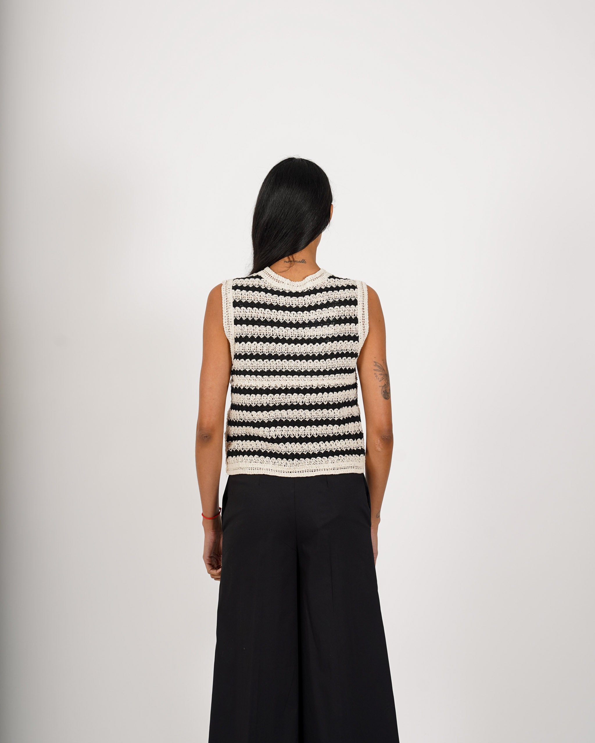 Maglia girocollo in filo di cotone macramé - Conga