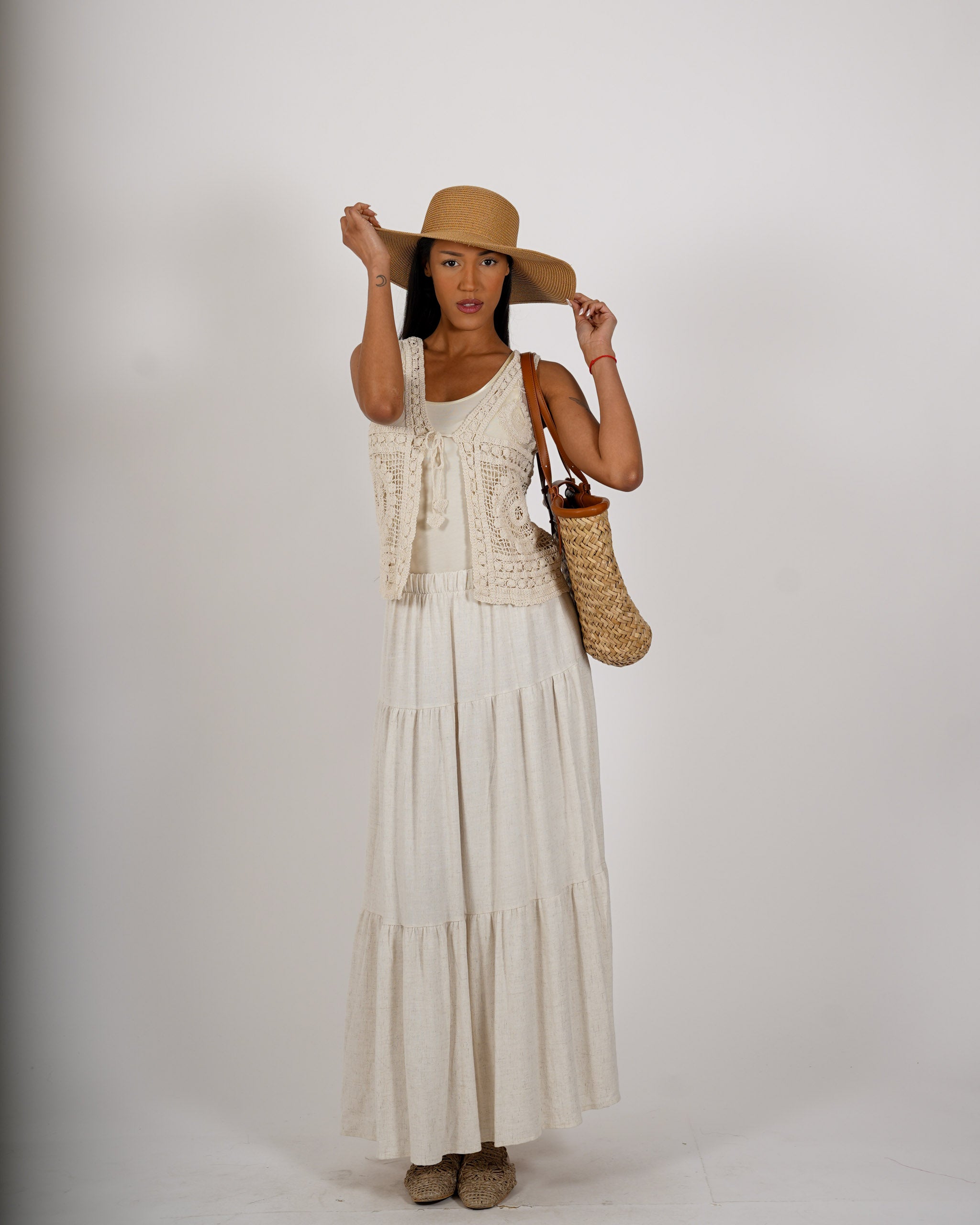 Gilet in filo di cotone macramé - Crotalo