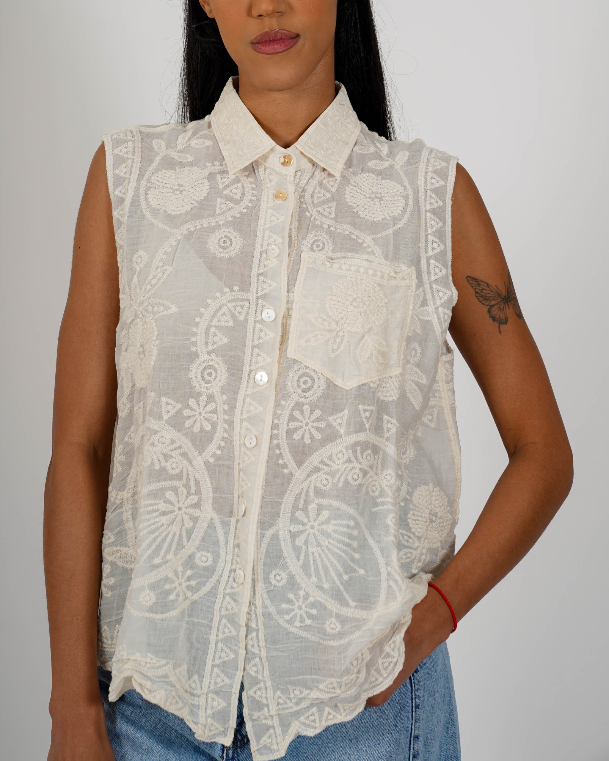 Camicia con ricamo in cotone - Daiko