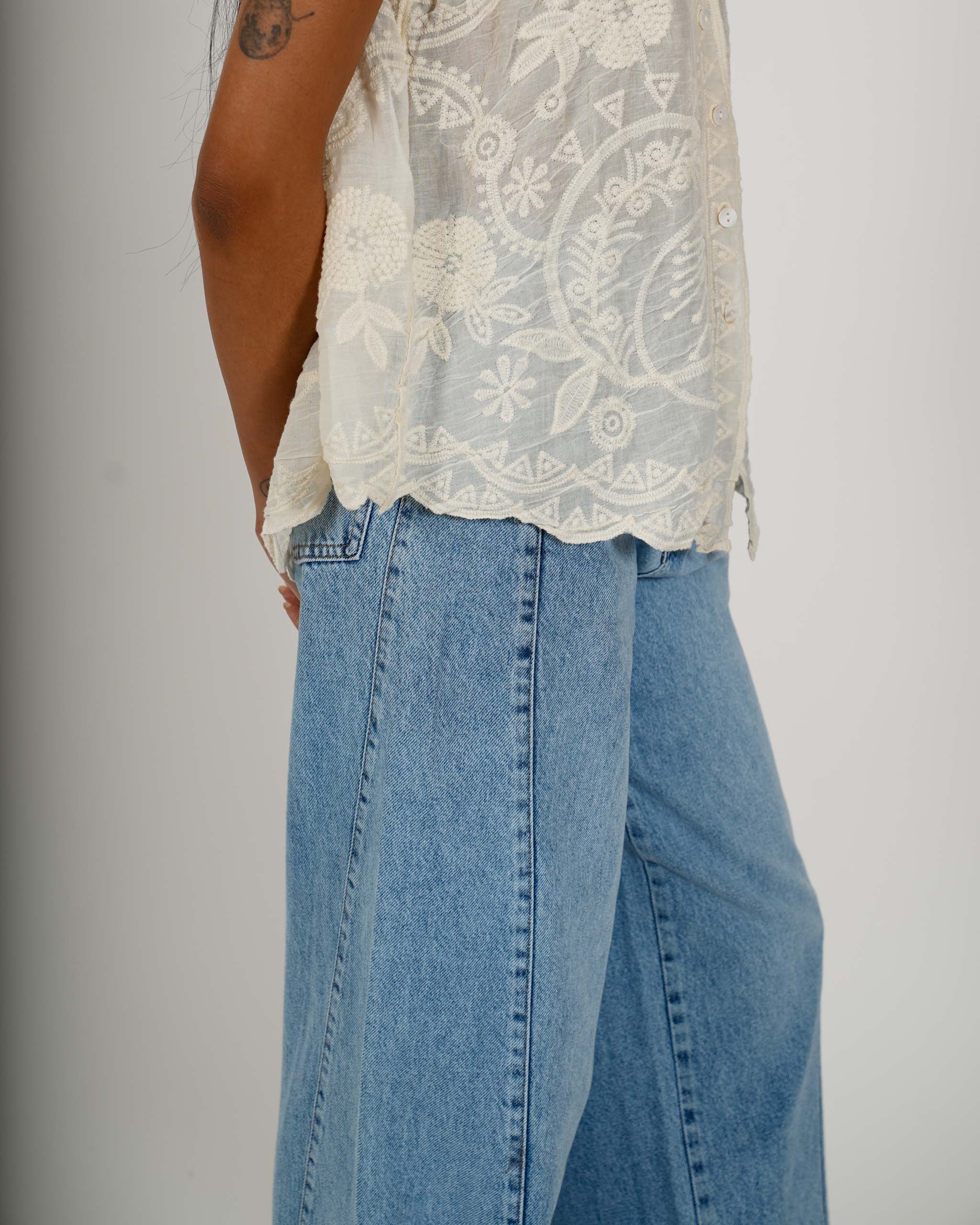 Camicia con ricamo in cotone - Daiko