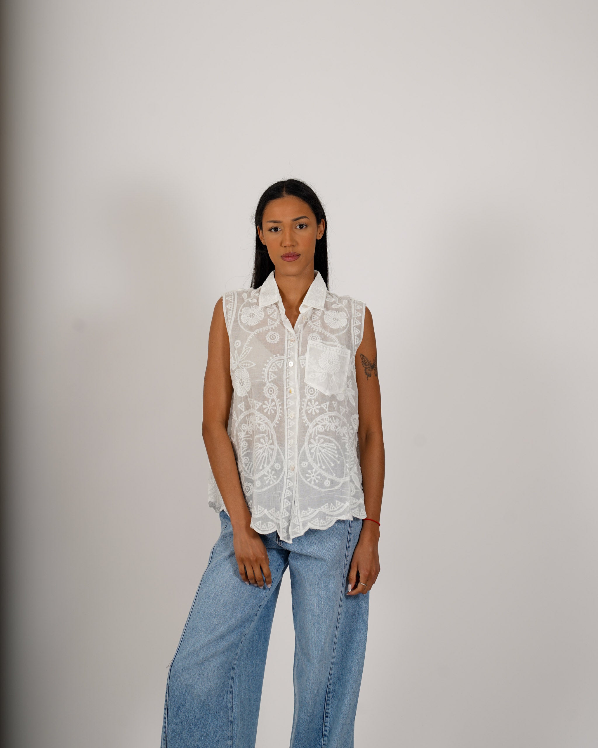 Camicia con ricamo in cotone - Daiko