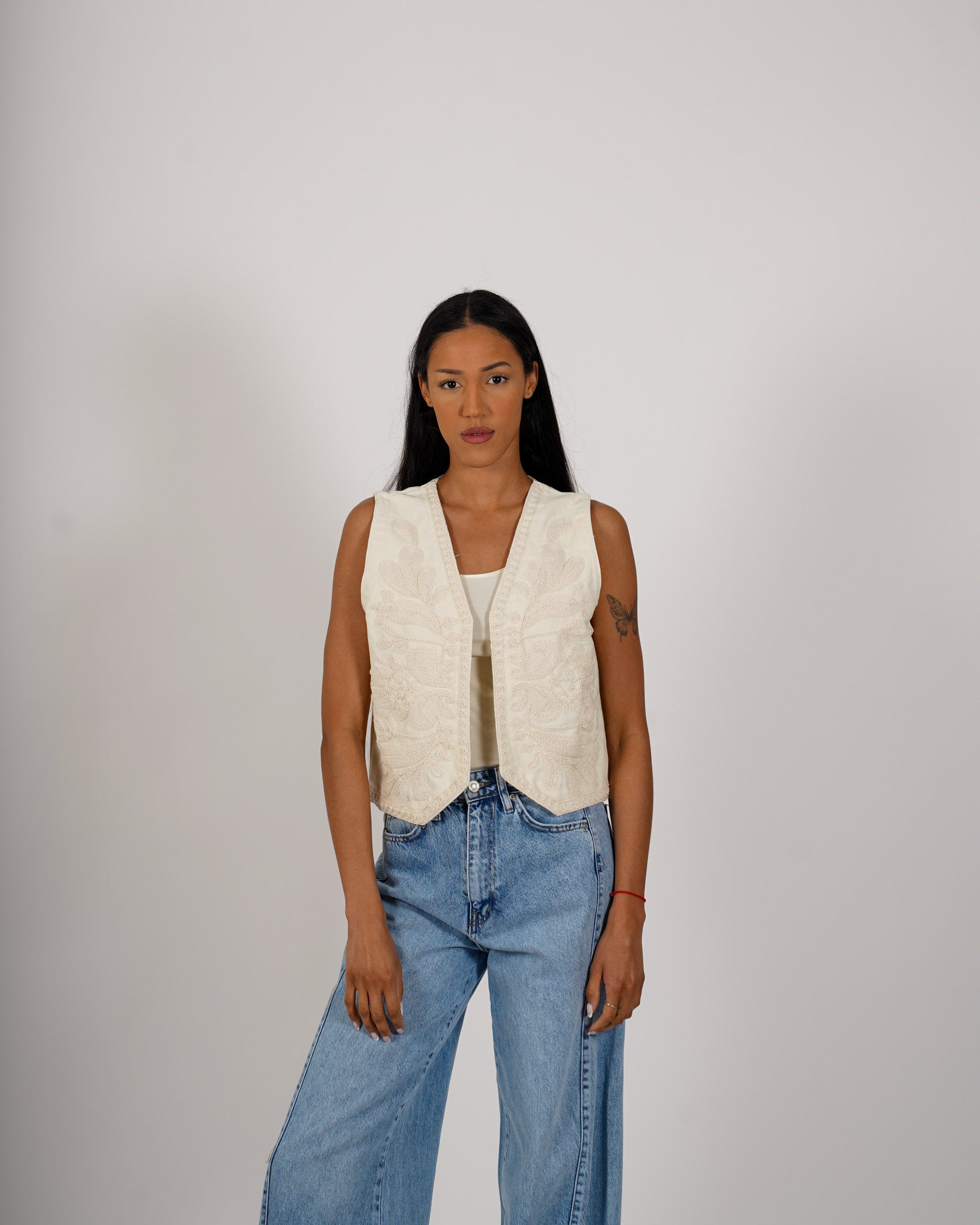 Gilet ricamato in cotone - Machete