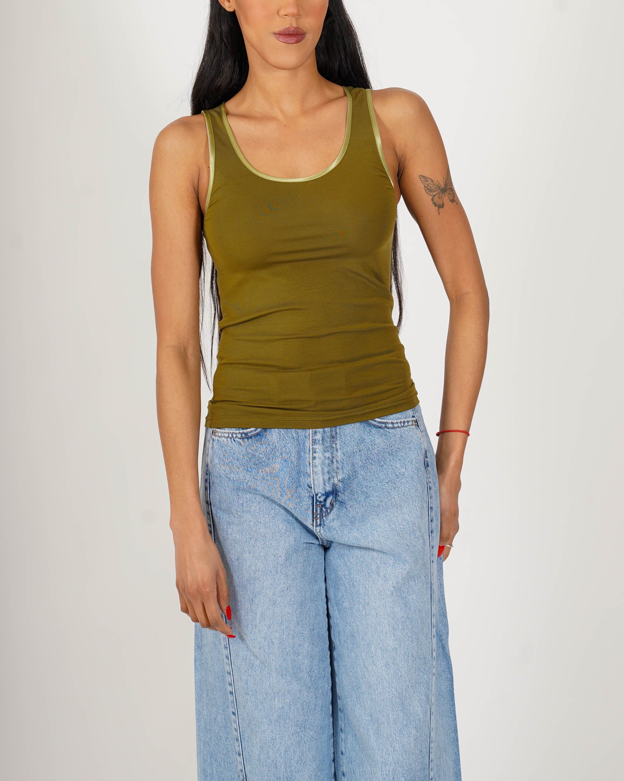 Canotta con profilo in raso - Cassia
