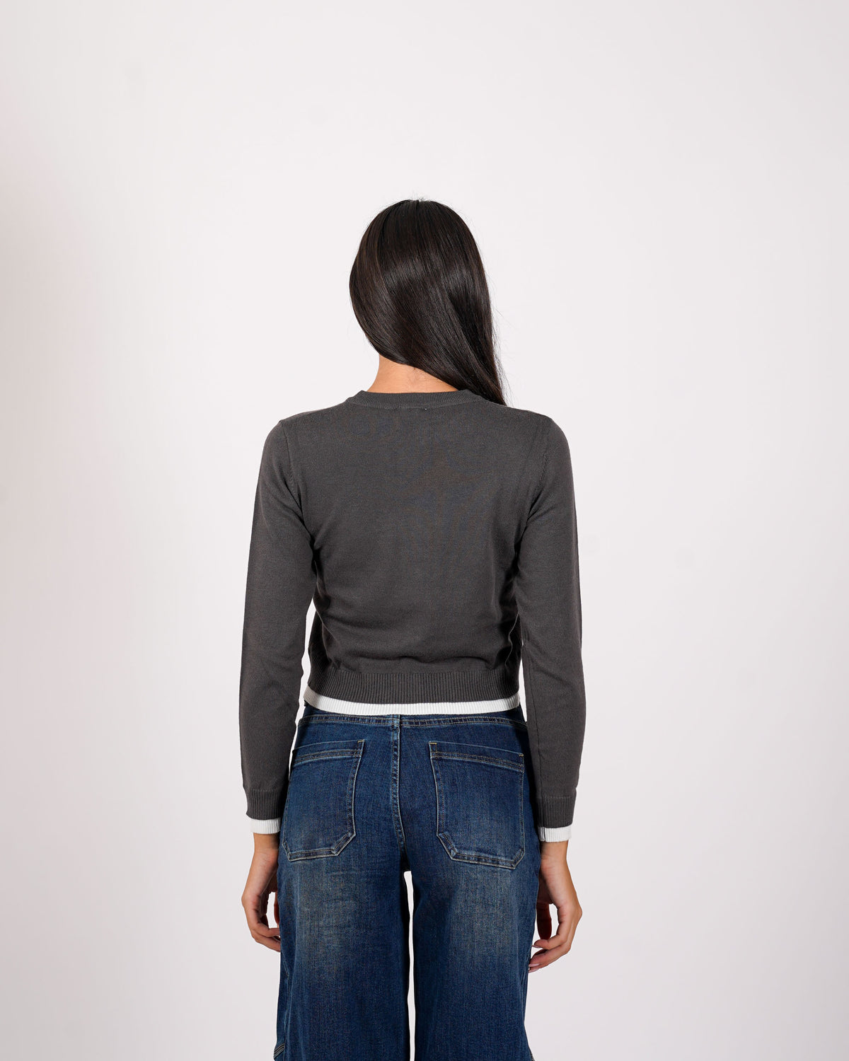 Cardigan in maglia con profilo in contrasto - Tavola