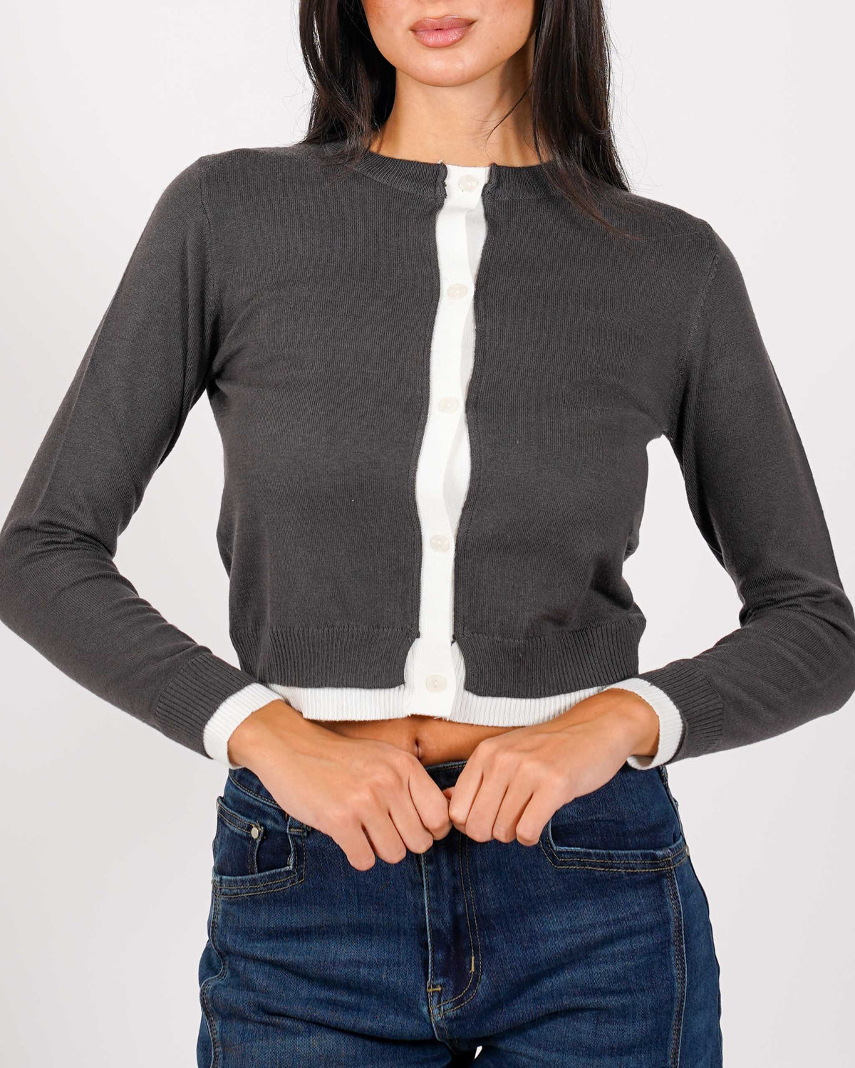 Cardigan in maglia con profilo in contrasto - Tavola