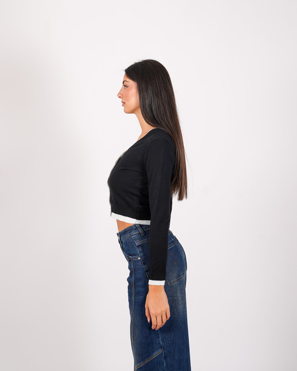 Cardigan slim con profilo in contrasto - Aguilera