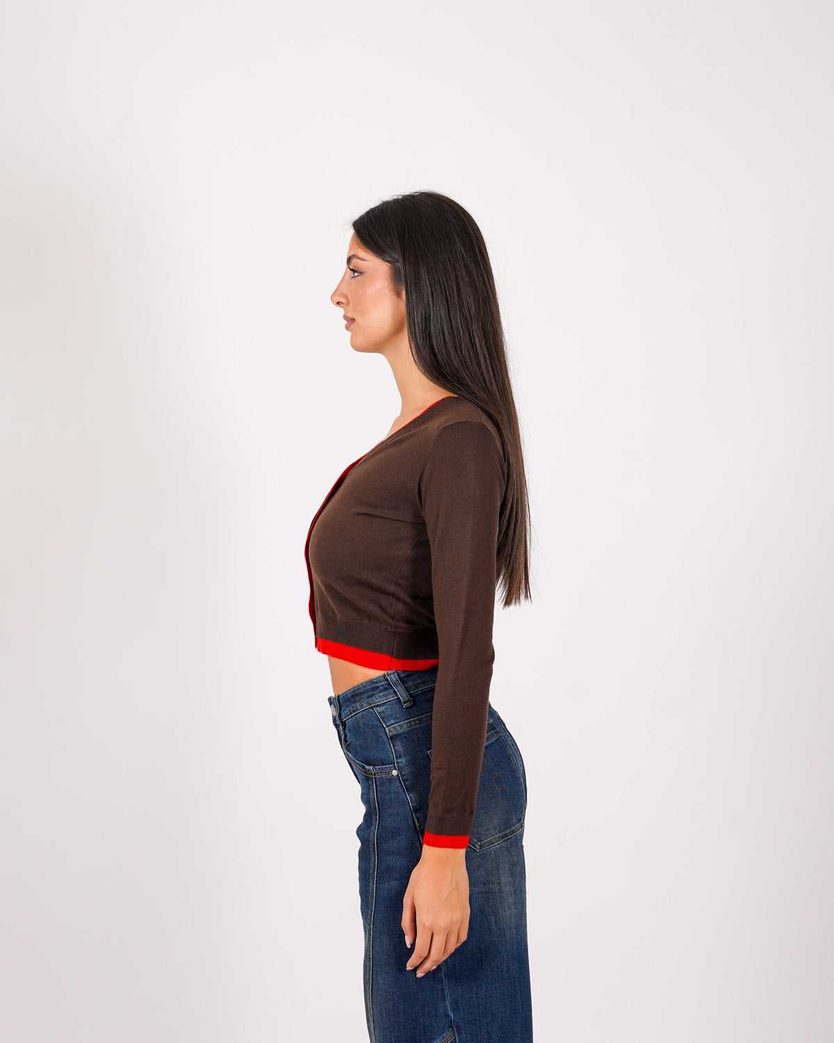 Cardigan slim con profilo in contrasto - Aguilera