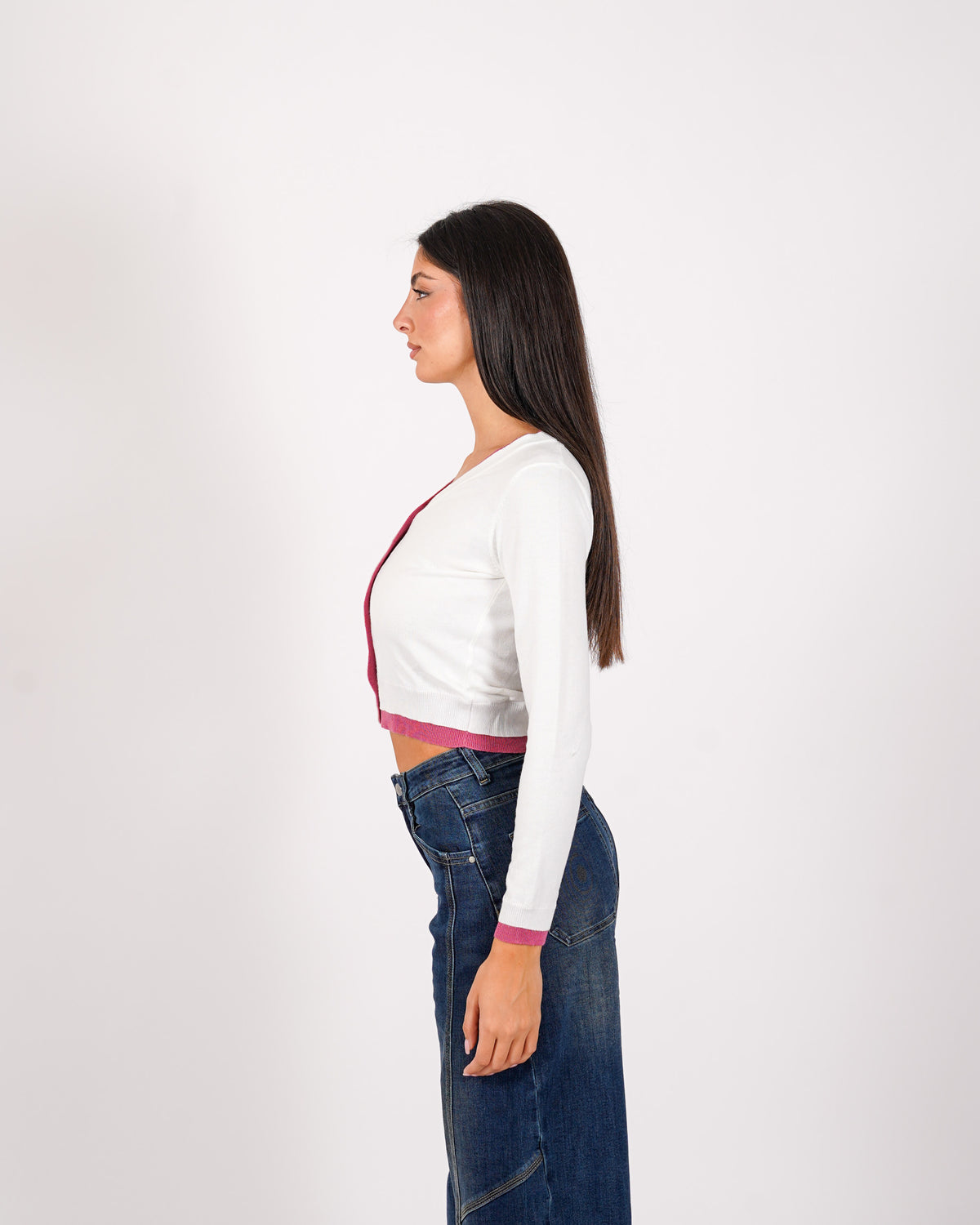 Cardigan slim con profilo in contrasto - Aguilera