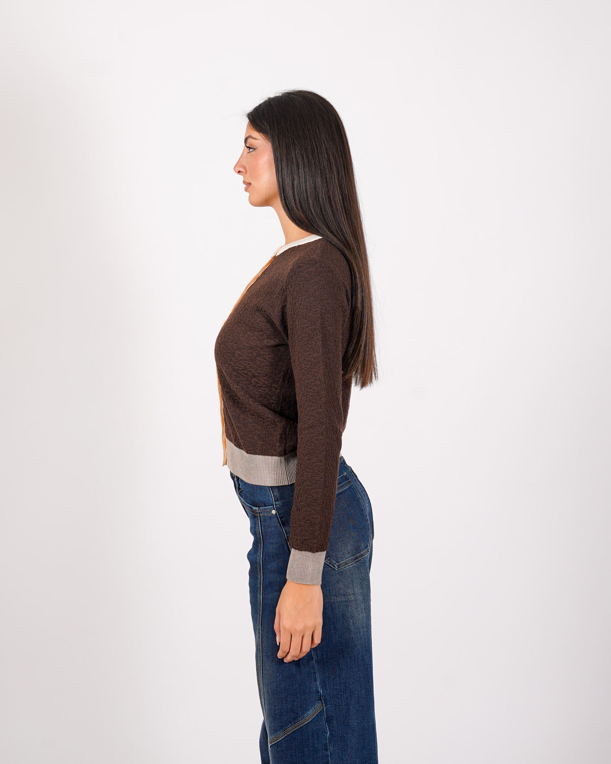 Cardigan multicolor in maglia con bottoni - Akiba