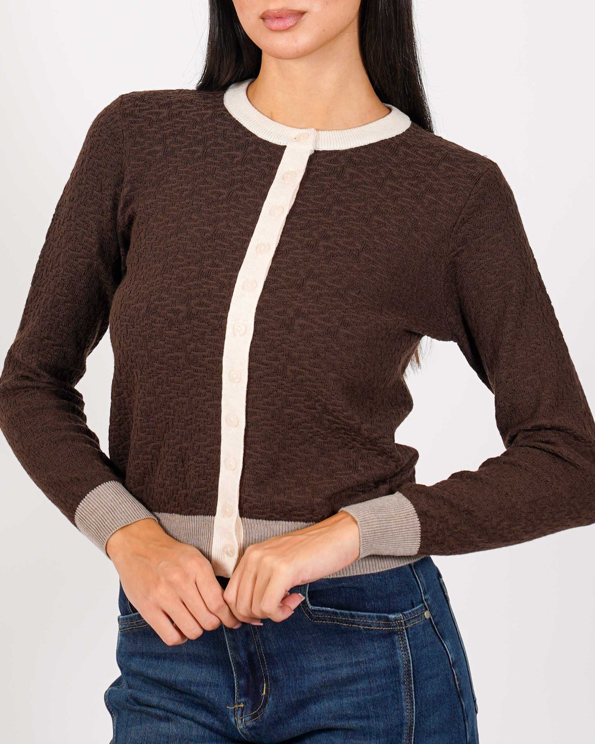 Cardigan multicolor in maglia con bottoni - Akiba