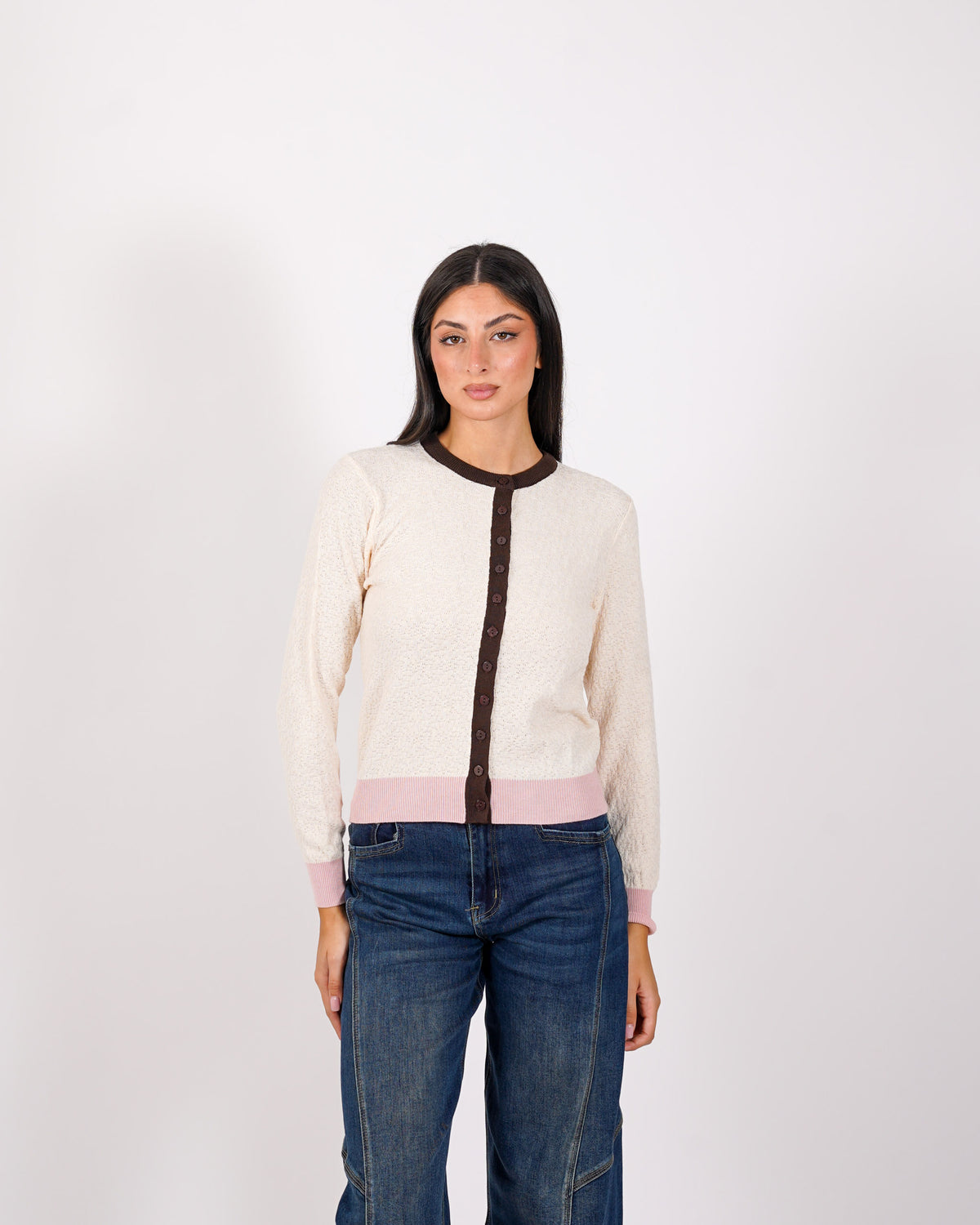 Cardigan multicolor in maglia con bottoni - Akiba