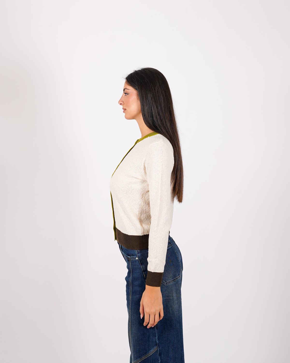 Cardigan multicolor in maglia con bottoni - Akiba