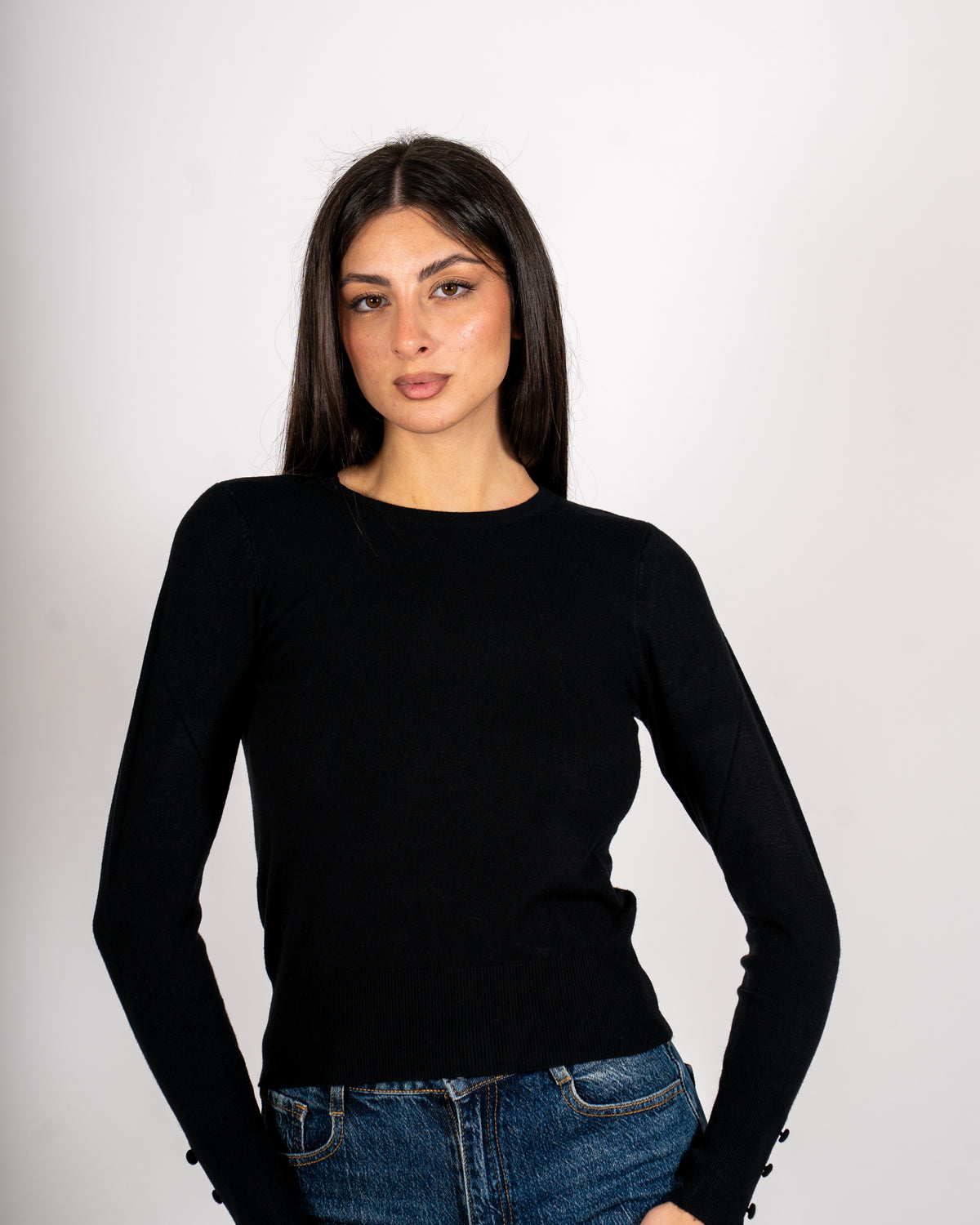 Maglia girocollo slim fit in mano viscosa - Canapa