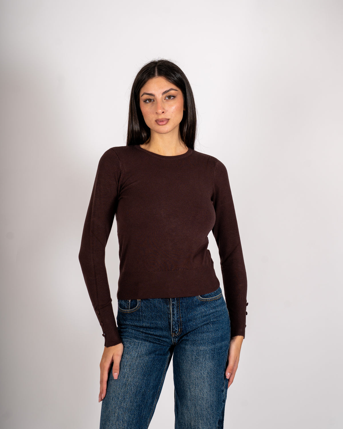 Maglia girocollo slim fit in mano viscosa - Canapa