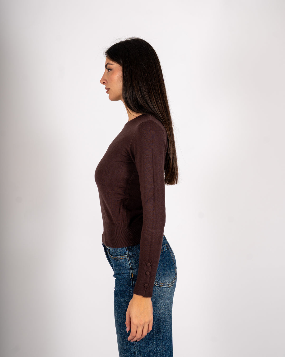 Maglia girocollo slim fit in mano viscosa - Canapa